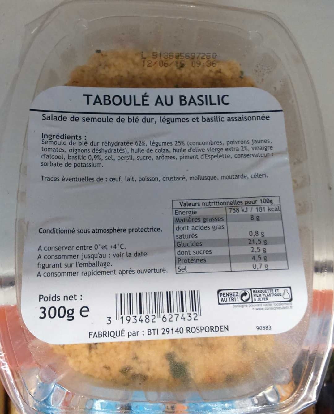 BTI Taboulé au basilic packshot