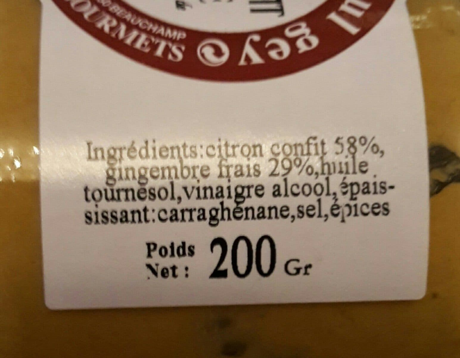 Open Food Facts Pâte de citron confit et gingembre packshot