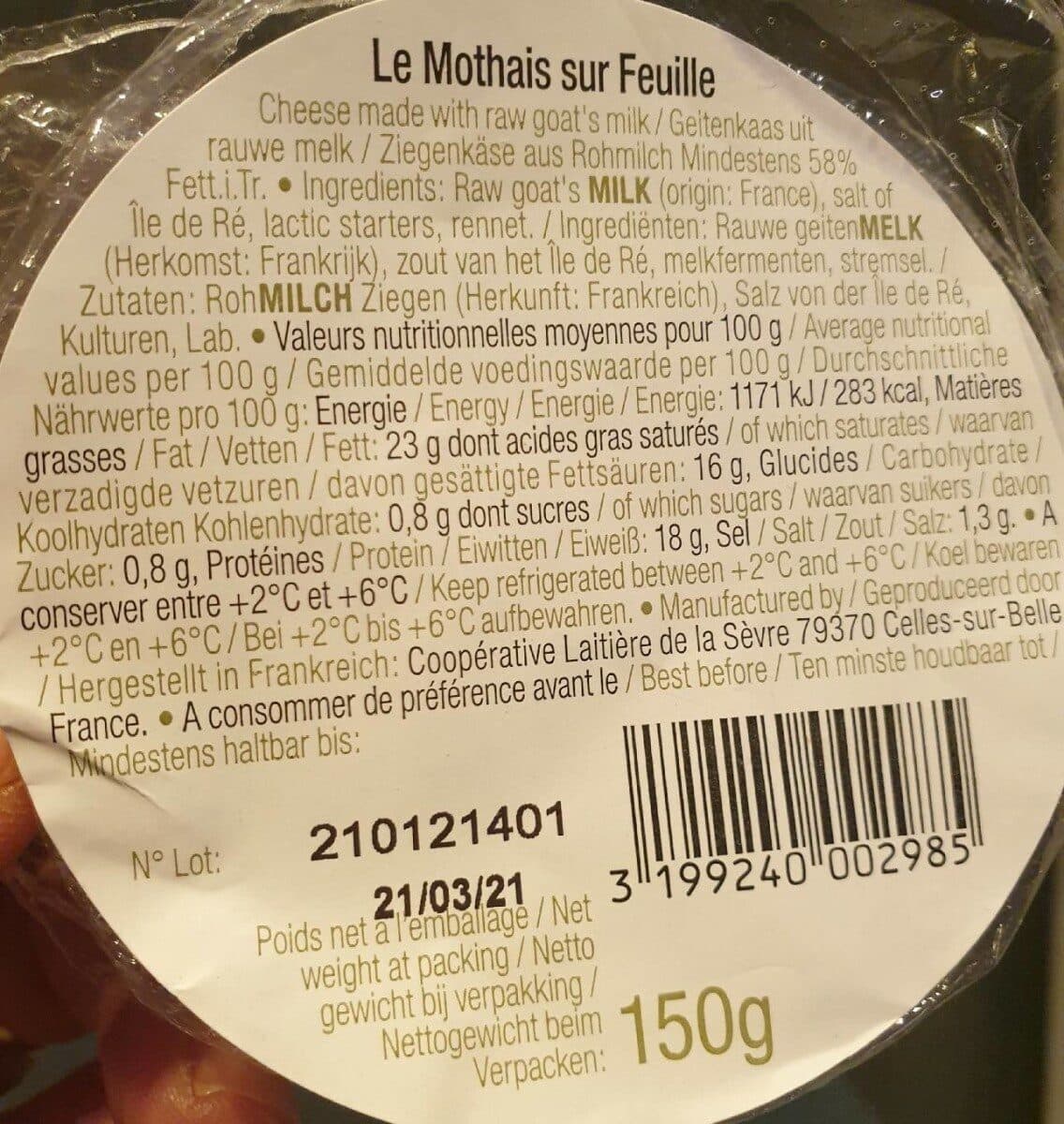 Sevre Et Belle Le Mothais sur feuille au lait cru packshot