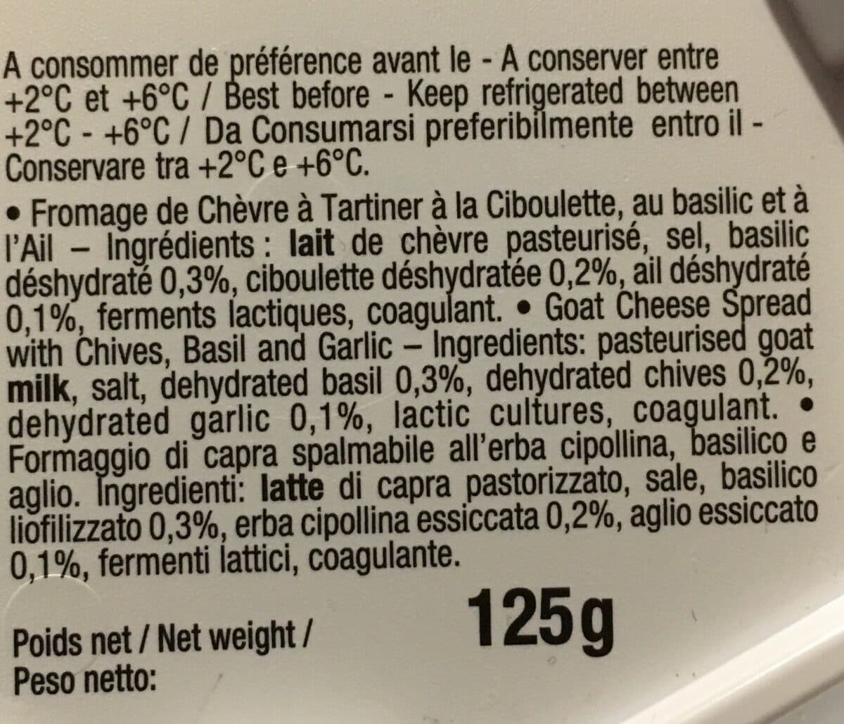 Open Food Facts Pur Chèvre Ciboulette Basilic Ail packshot