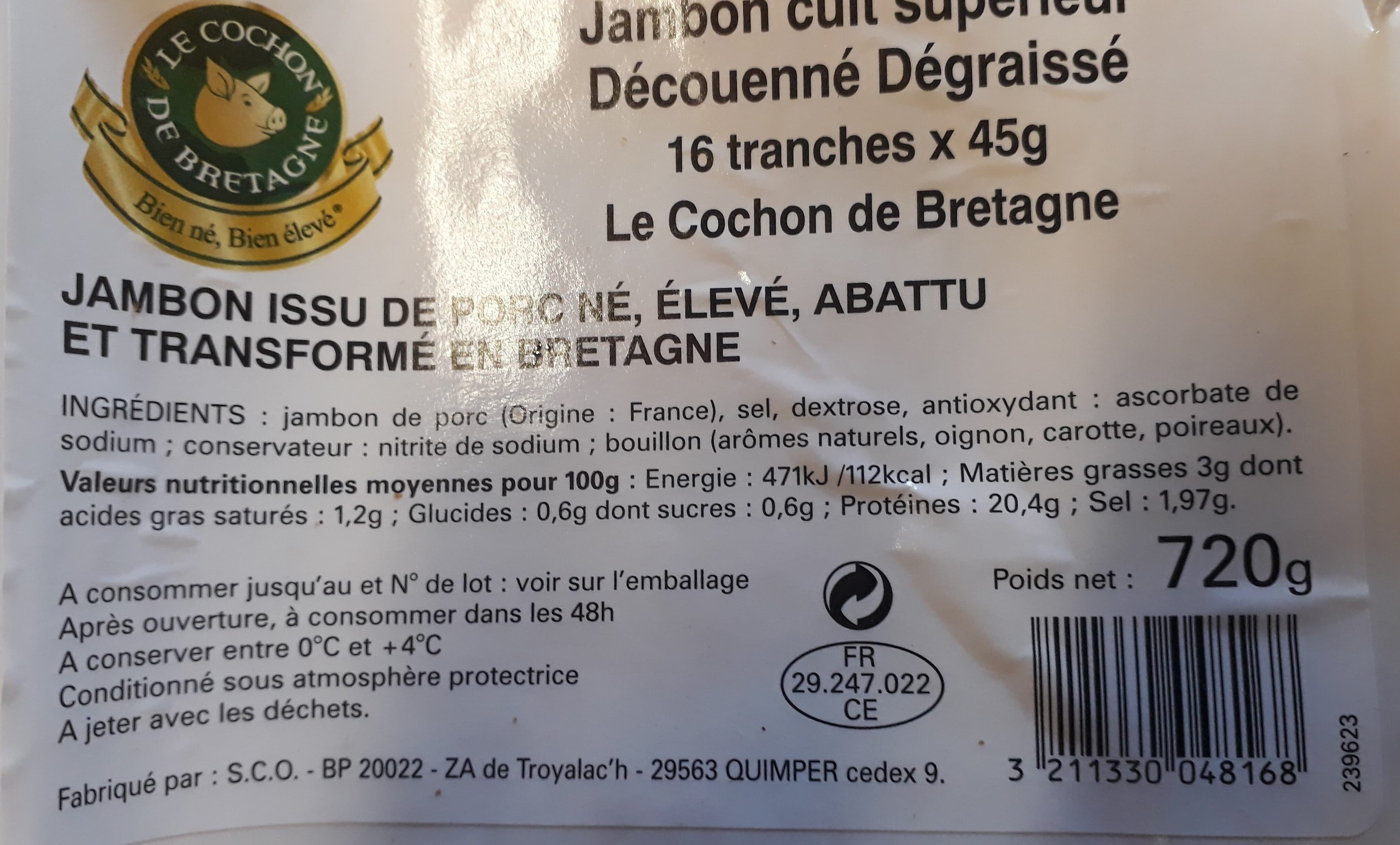 S.C.O Jambon cuit supérieur packshot