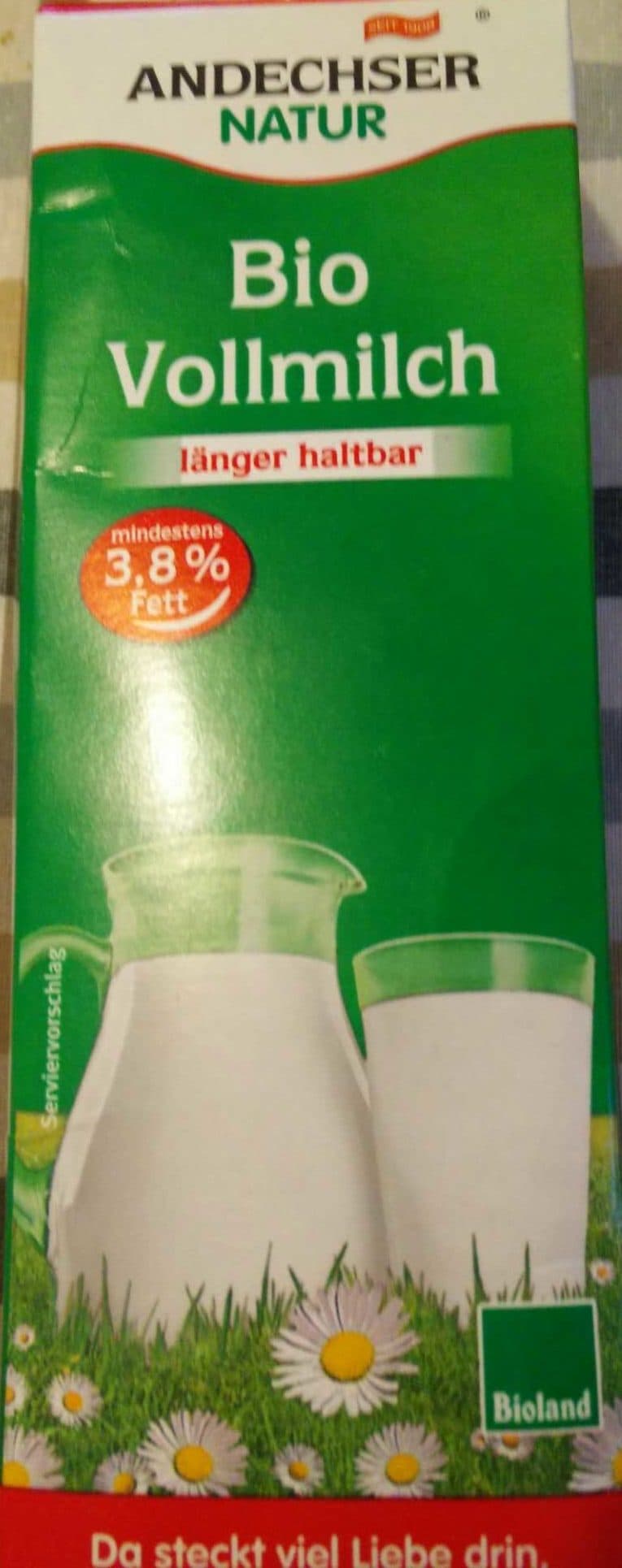 Andechser Natur Bio Vollmilch länger 3,8% packshot