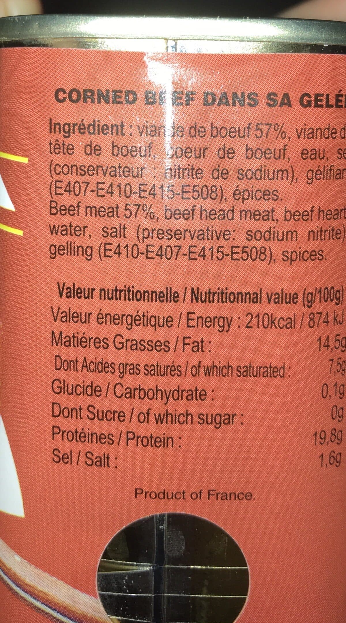 Open Food Facts Corned beef dans sa gele packshot