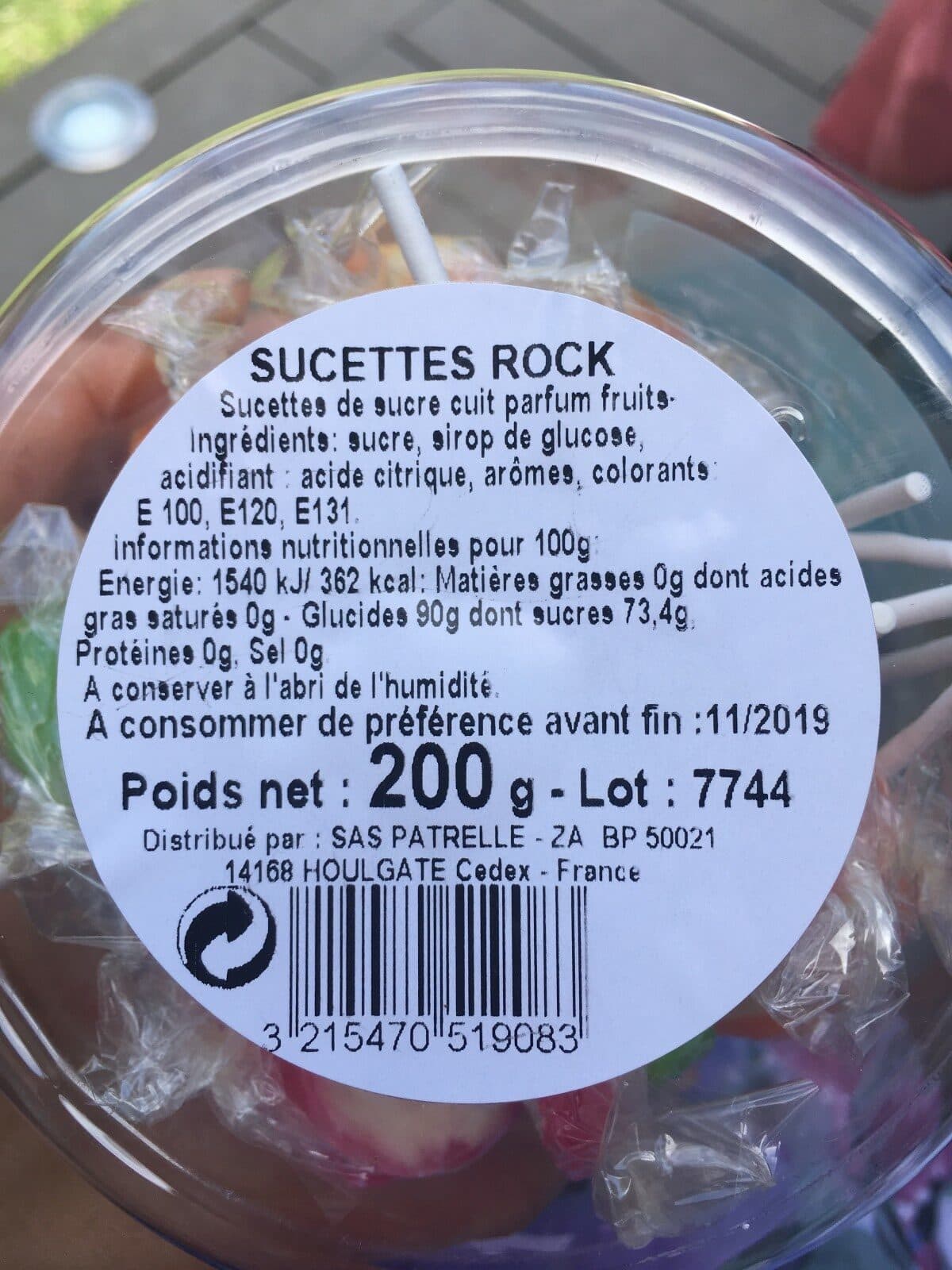 Open Food Facts Sucettes Rock packshot