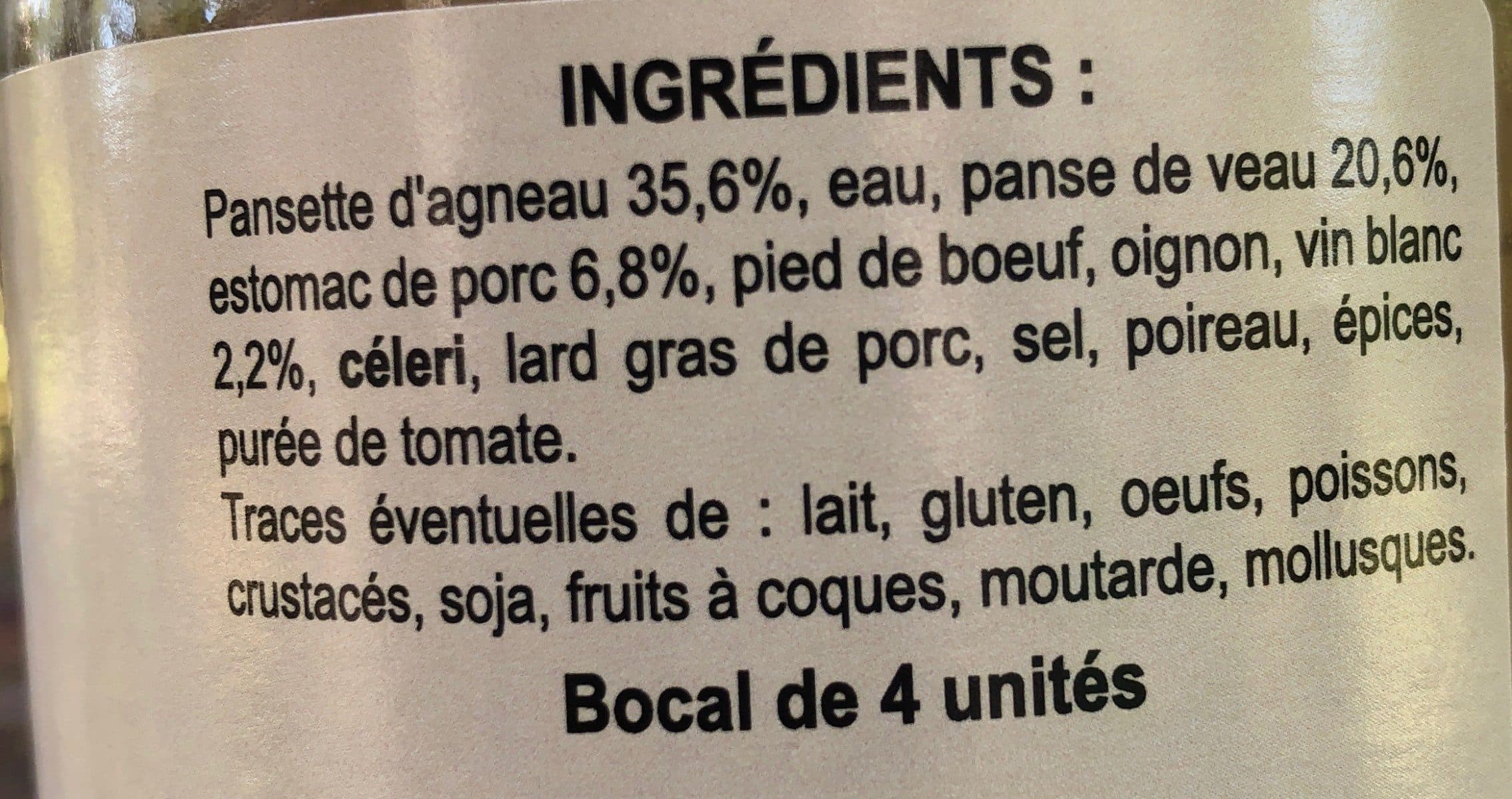 Open Food Facts 4 TRIPOUX D'AUVERGNE packshot