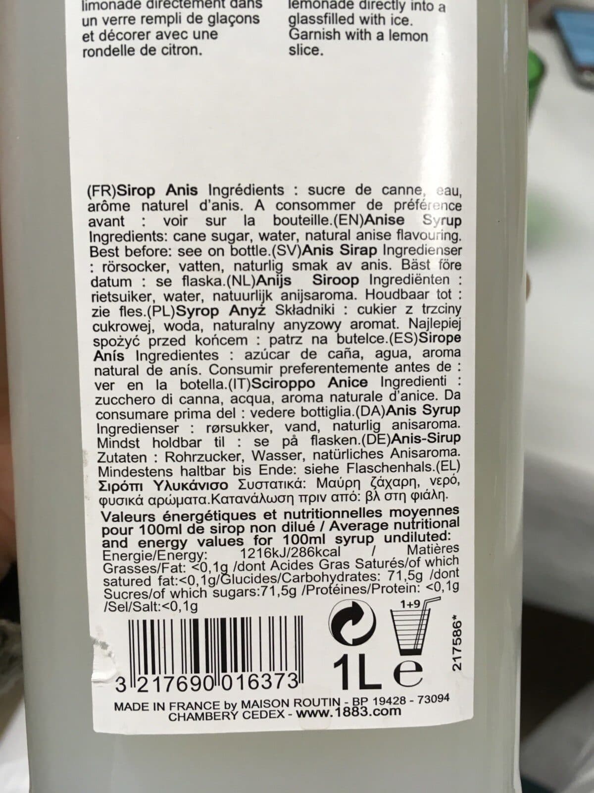 Open Food Facts Sirop anis packshot