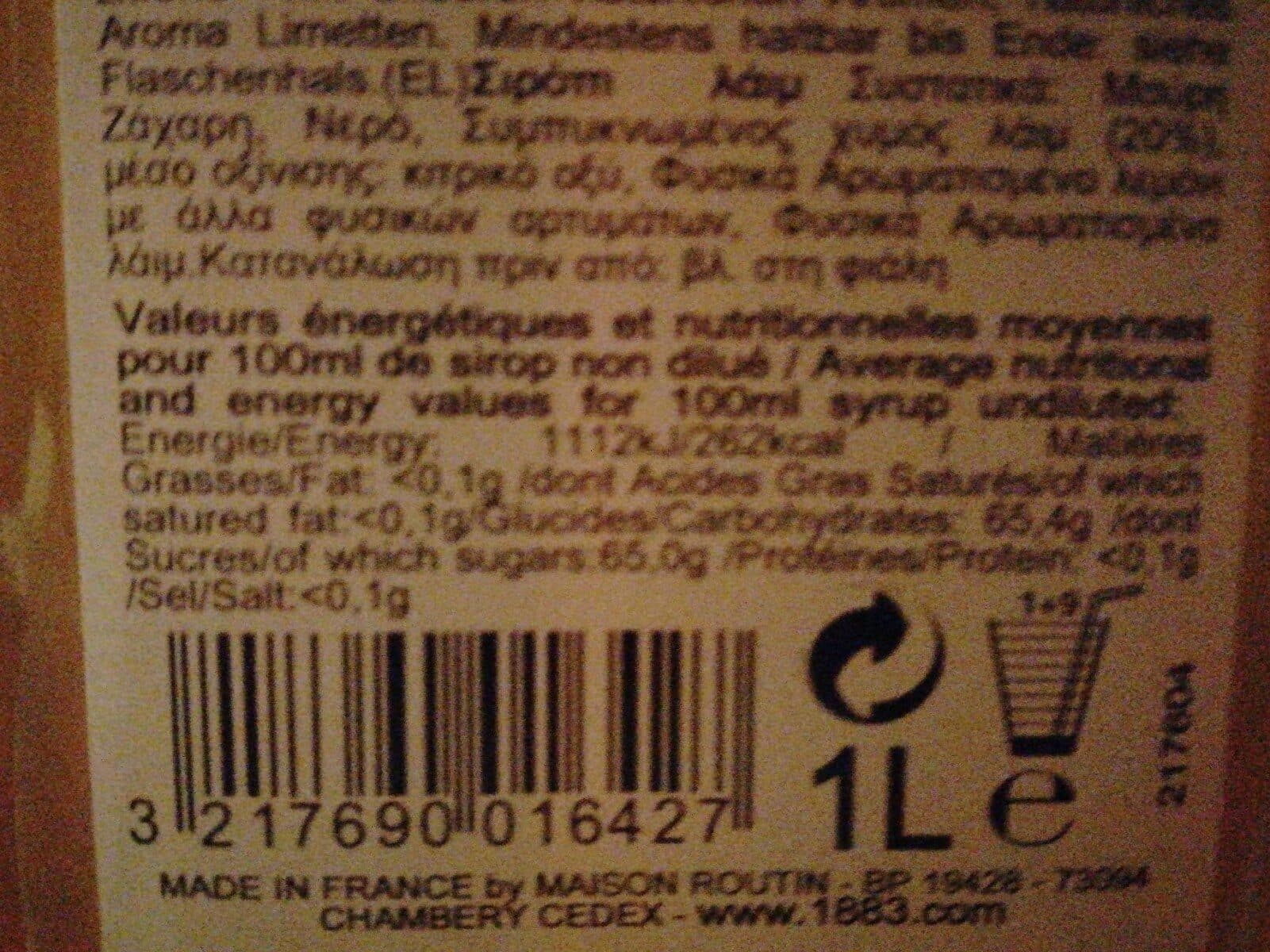 Open Food Facts Sirop citron vert packshot