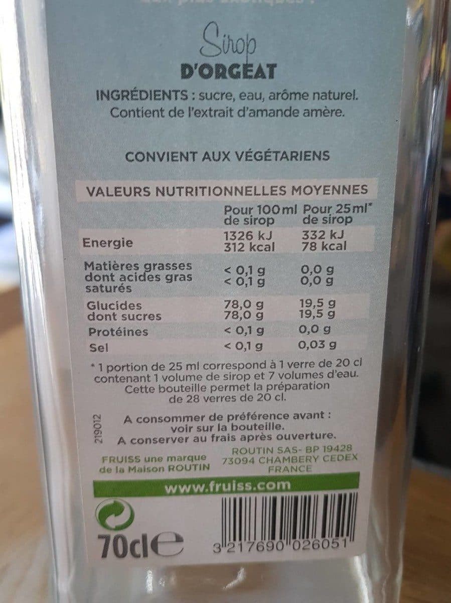 Fruiss Blle 70CL Sirop Orgeat Fruiss Saveur packshot