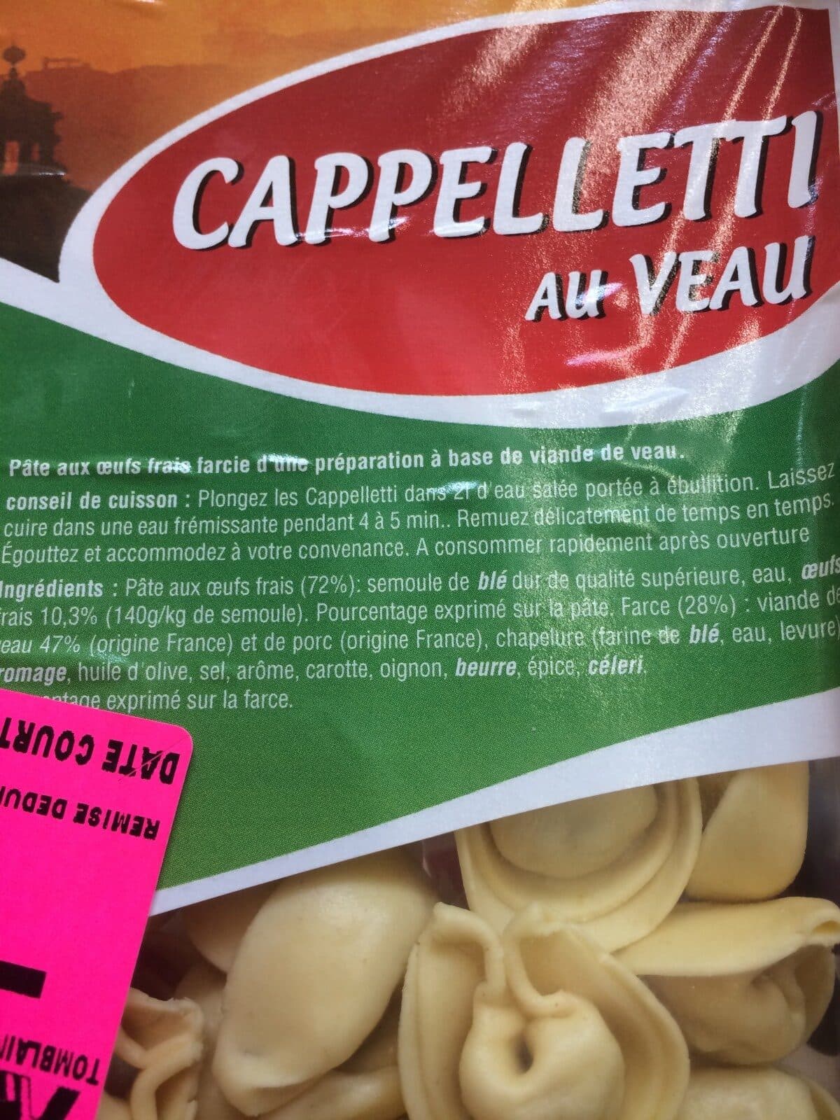 Open Food Facts Cappelletti de veau packshot