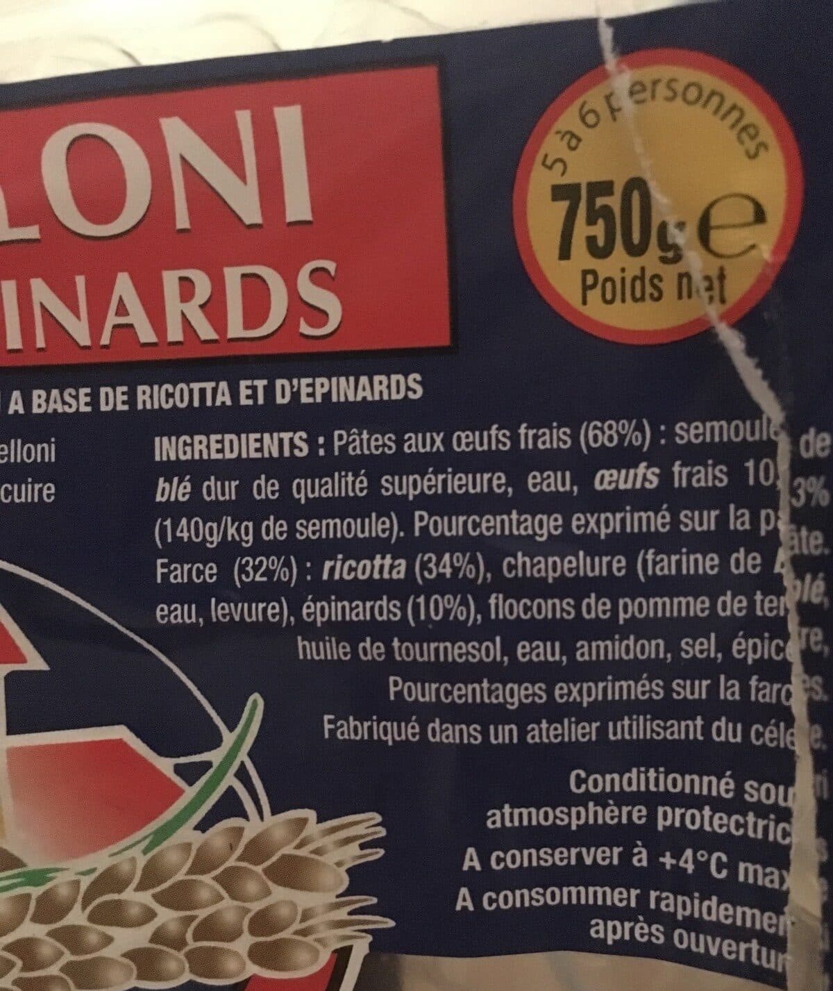 Open Food Facts Tortellini ricotta epinard packshot