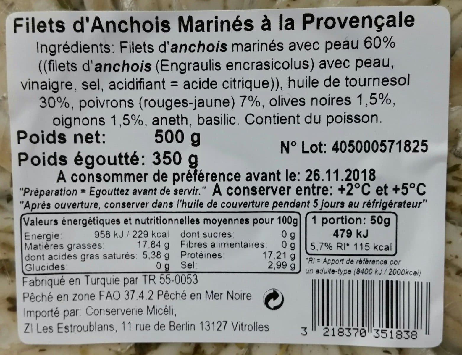 Micéli Filets d'anchois à la provençale packshot