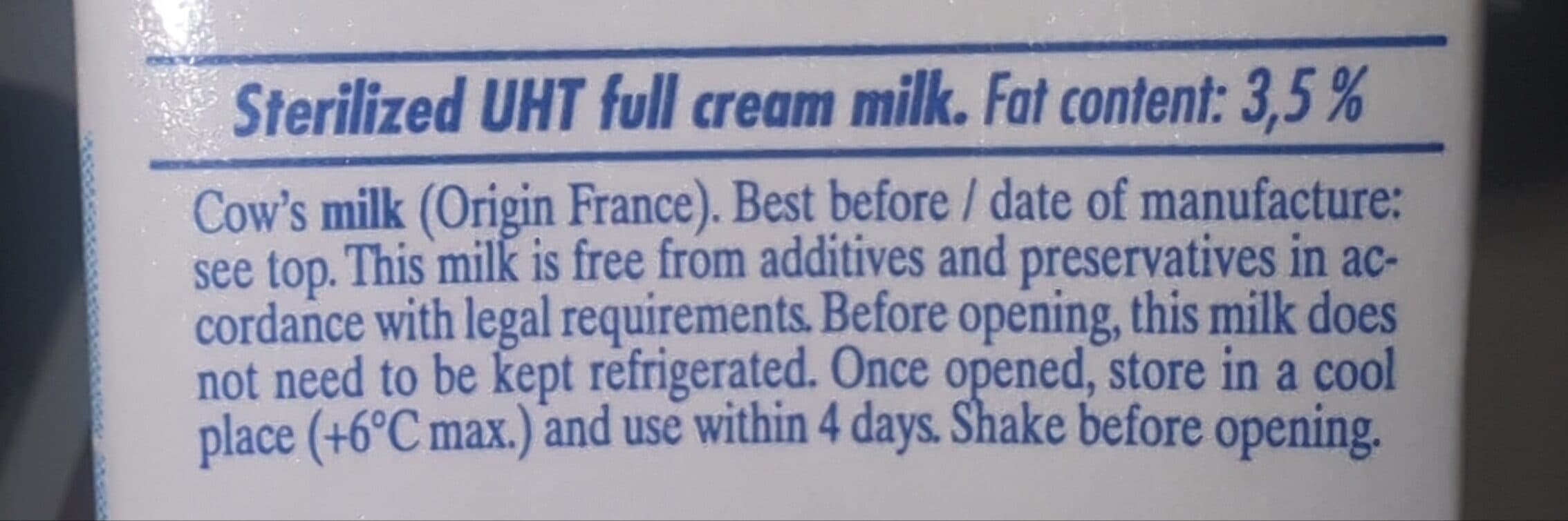 Even Lait entier sterilisé 1 L packshot
