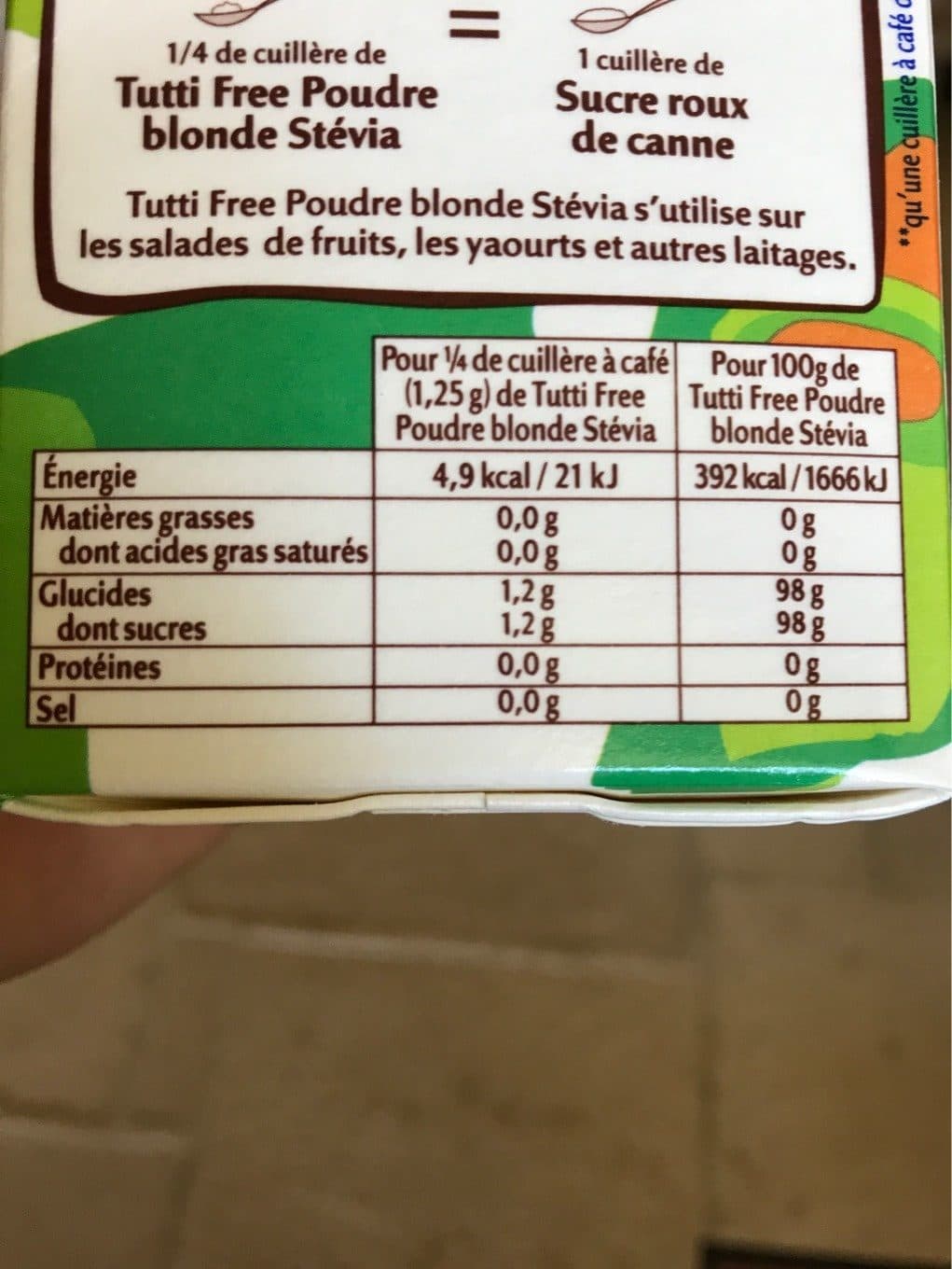 Tutti Free Stévia packshot