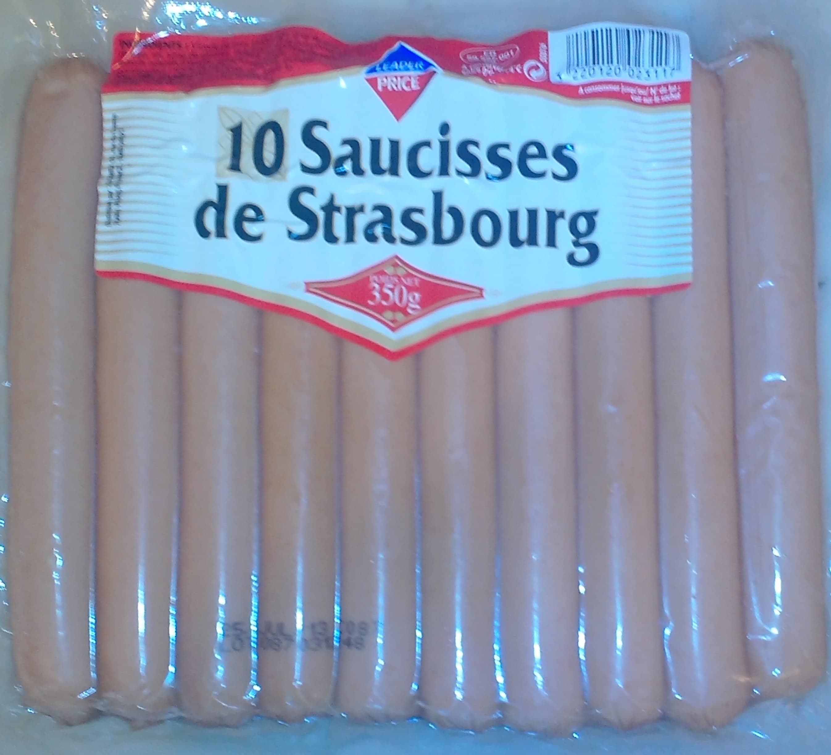 Leader Price 10 saucisses de Strasbourg packshot