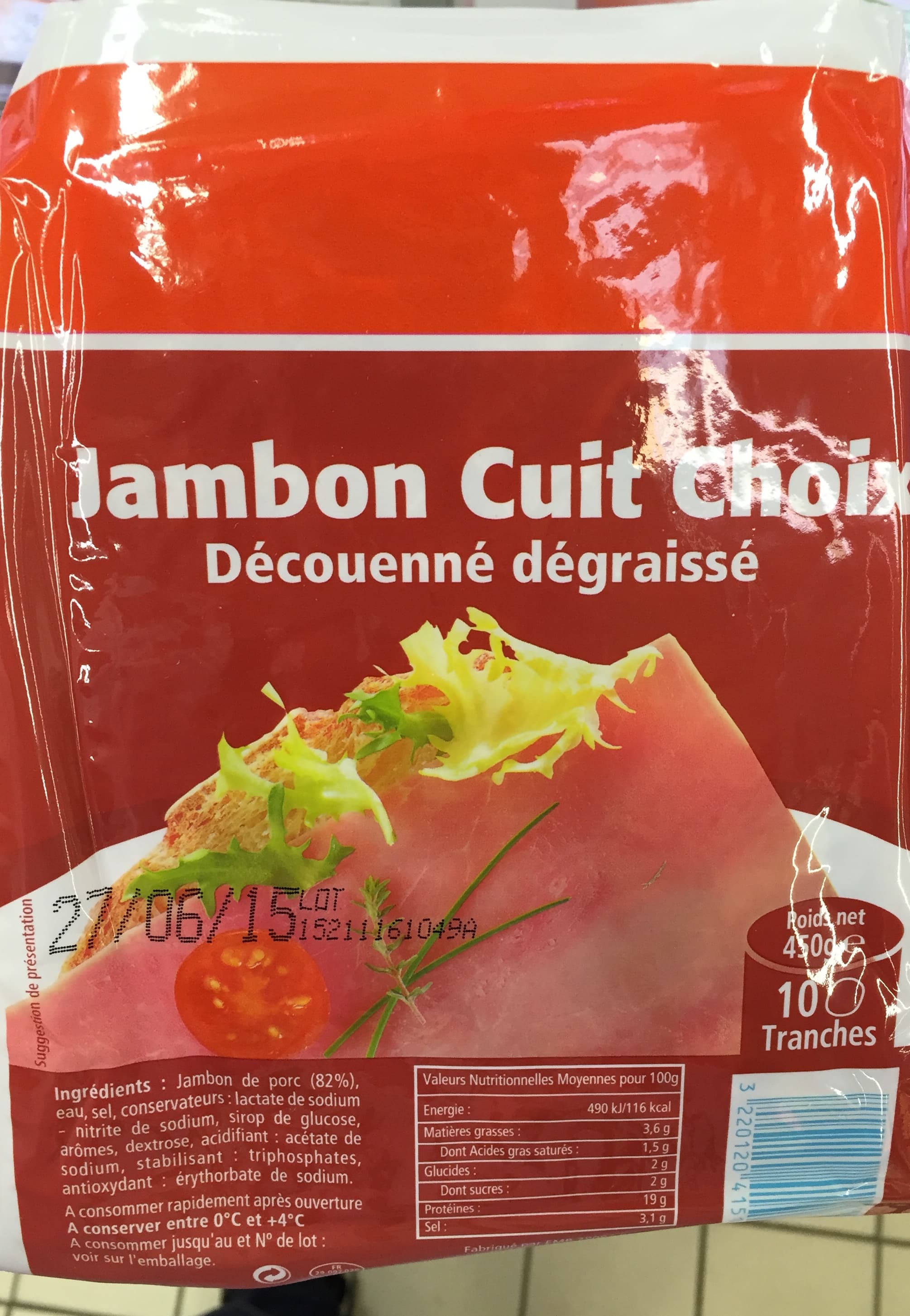 Sans marque Jambon cuit choix découenné dégraissé packshot