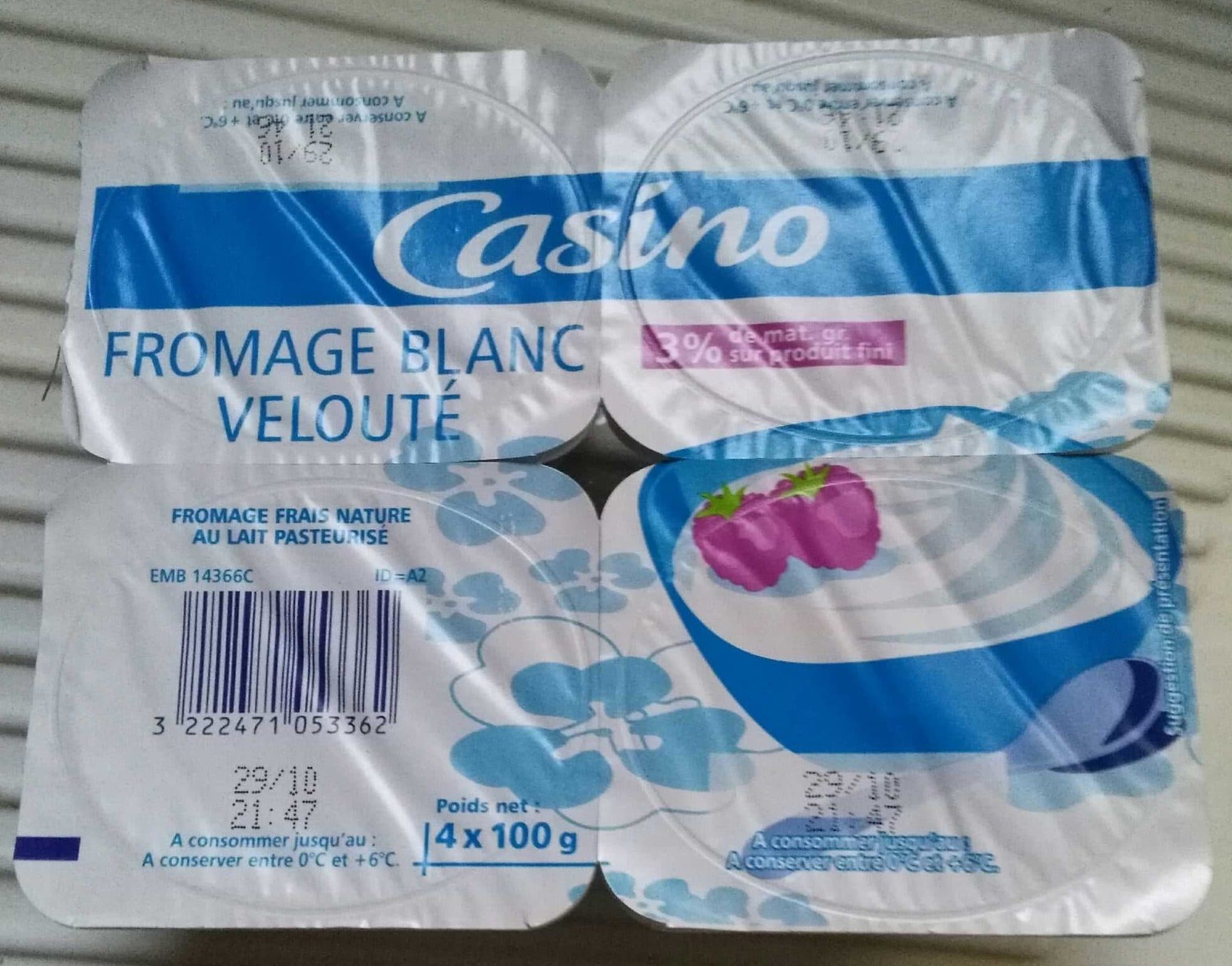 Casino Fromage blanc velouté 3% de mat. gr. sur produit fini packshot
