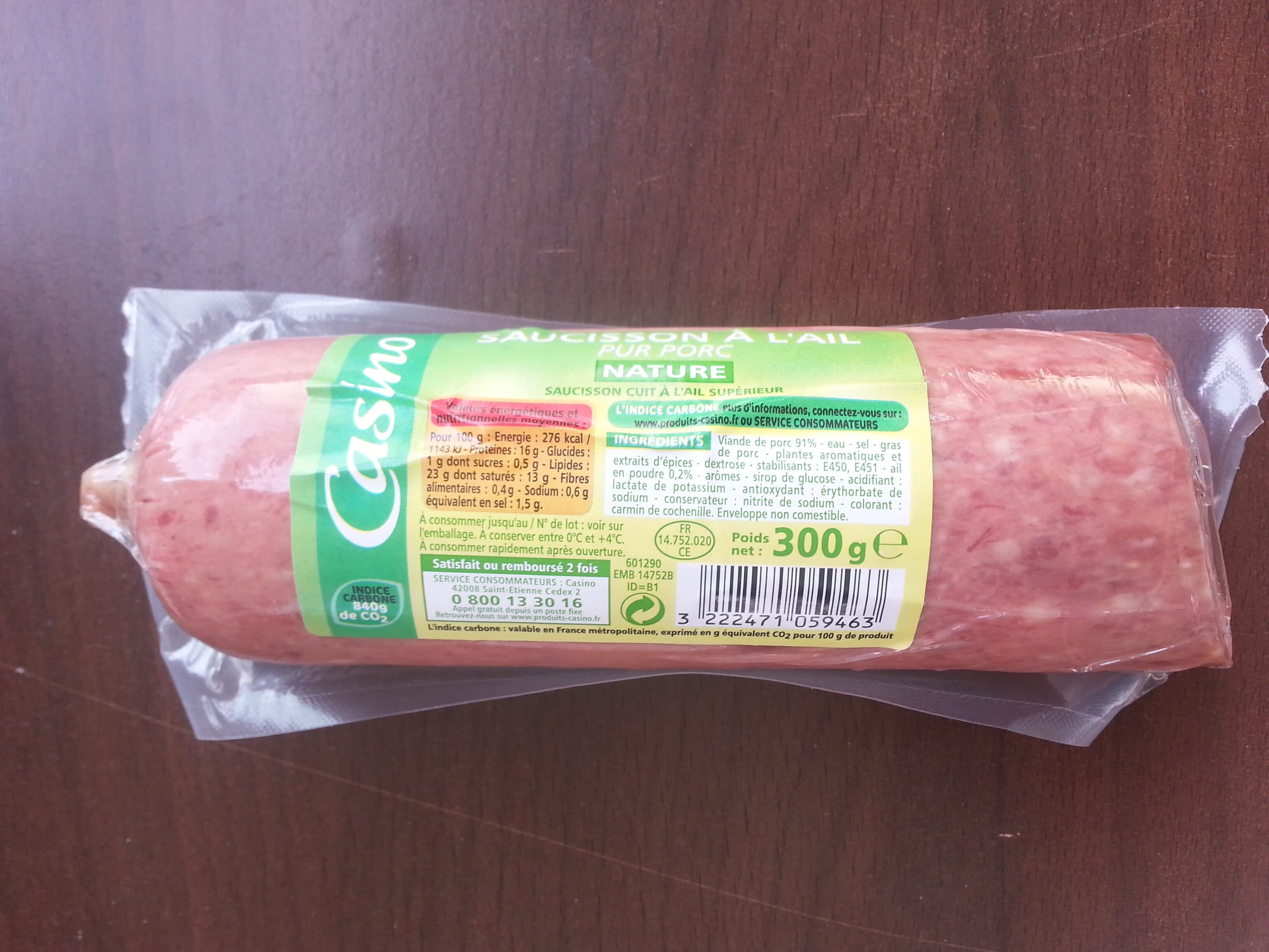 Casino Saucisson à l'ail pur porc nature packshot