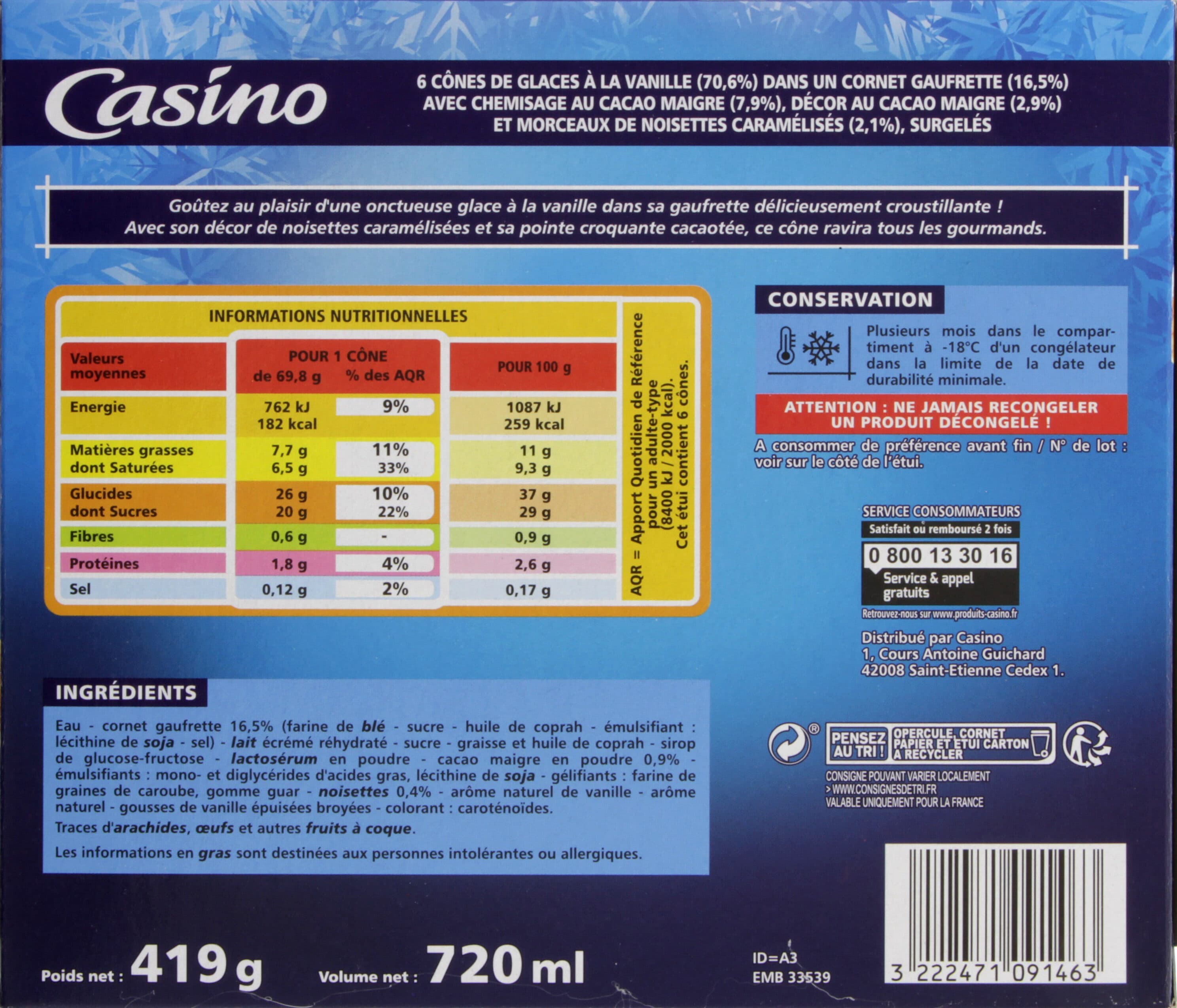 Casino Cônes Vanille x6 packshot