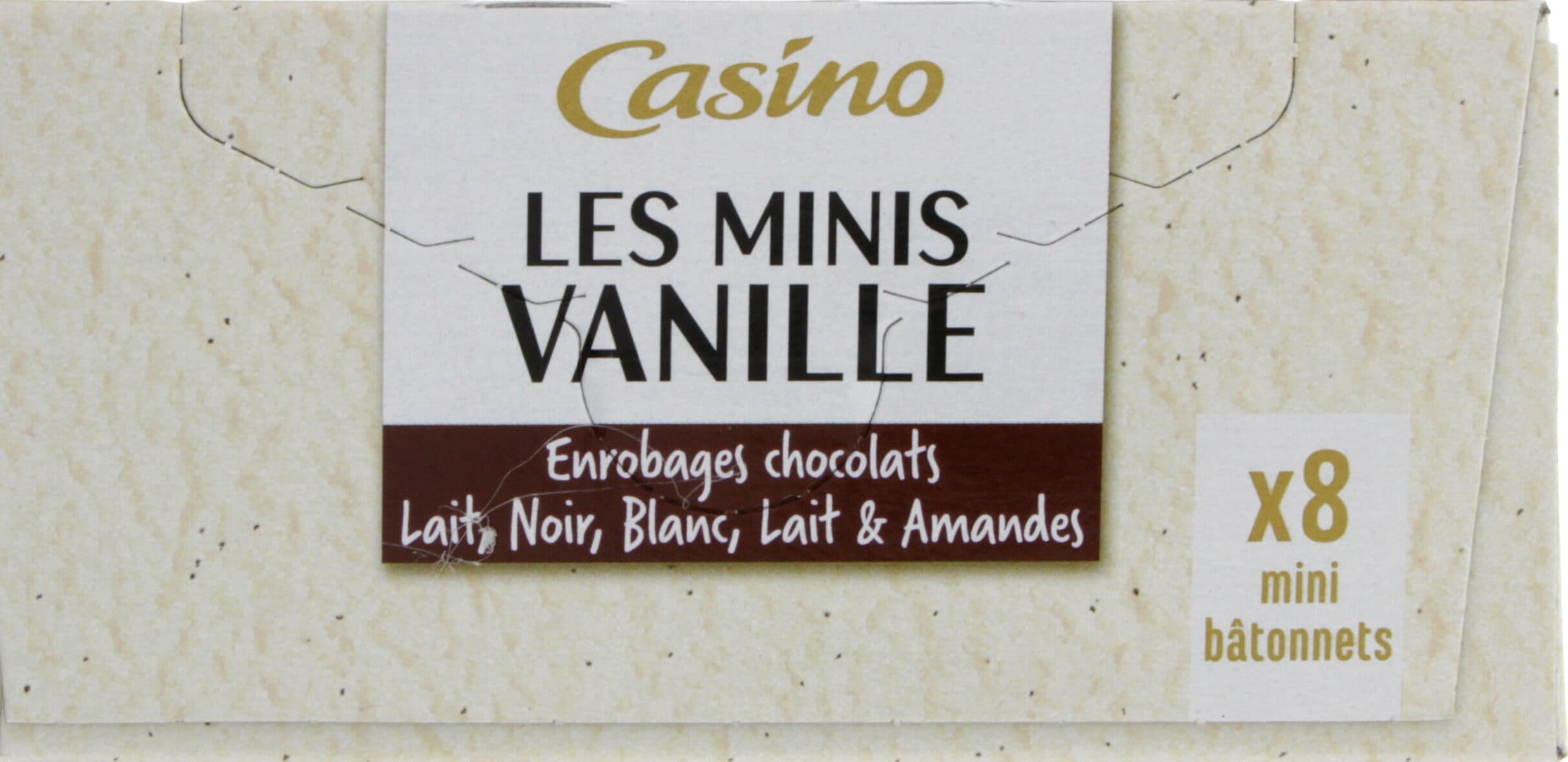 Casino Les Minis Vanille enrobages chocolats lait, noir, blanc, lait & amandes x8 packshot