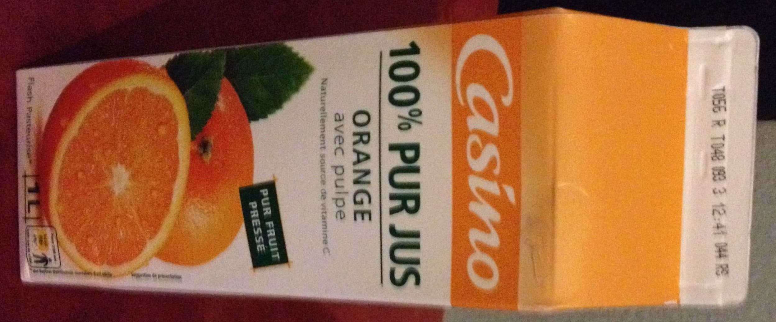 Casino 100% Pur Jus Orange pué Flash pasteurisé packshot