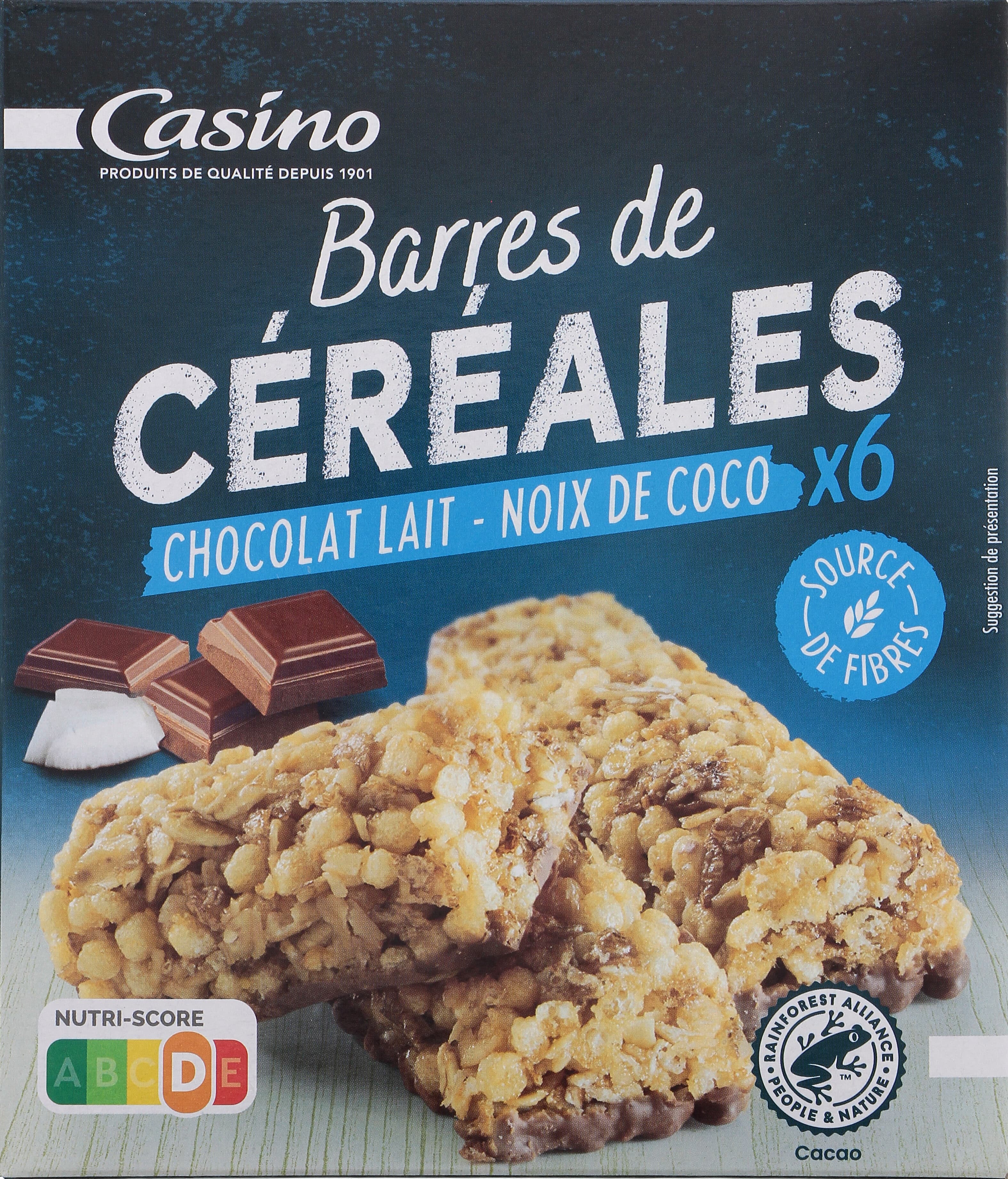Casino Barres de céréales chocolat au lait noix de coco packshot