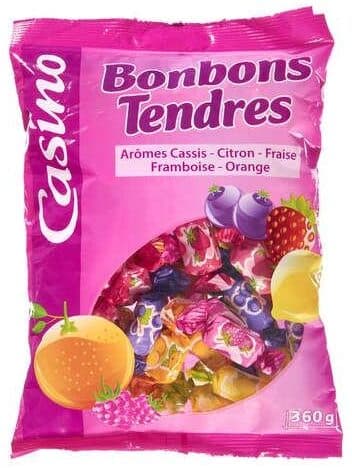 Casino Bonbons tendres goûts citron, orange, fraise, framboise, cassis packshot