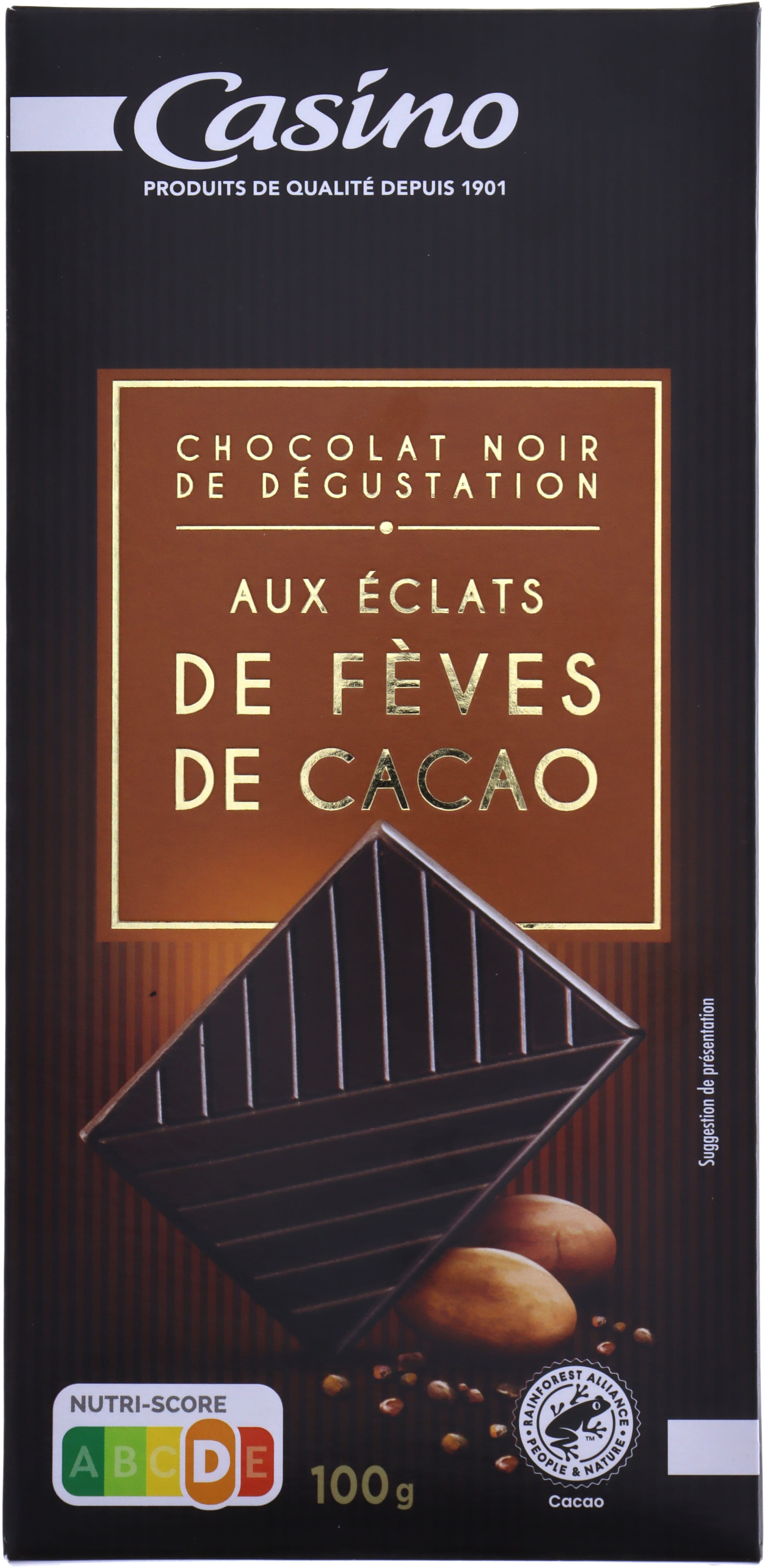 Casino Chocolat noir dégustation éclats de fèves de cacao packshot