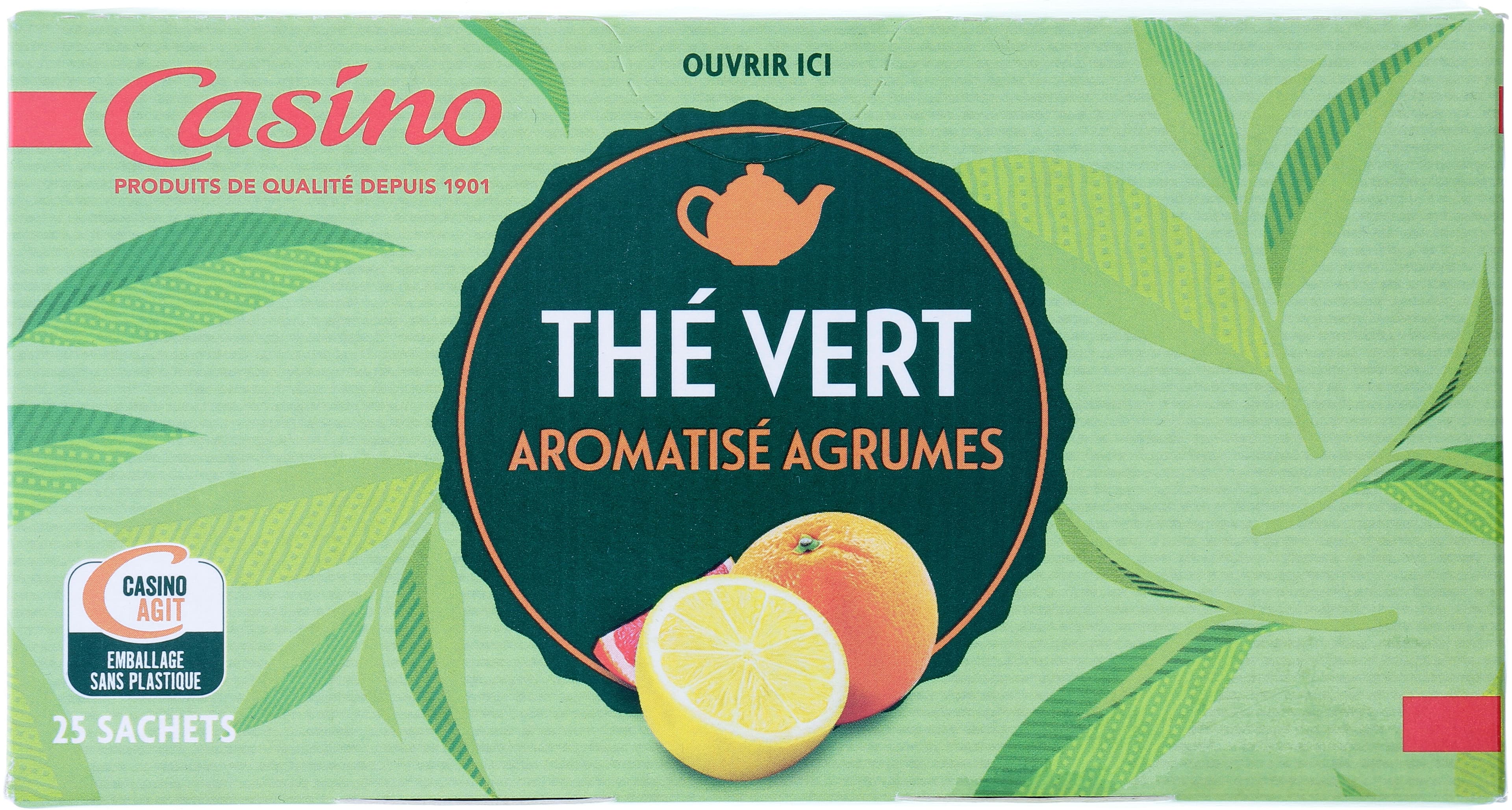Casino Thé vert agrumes 25 sachets fraîcheur packshot