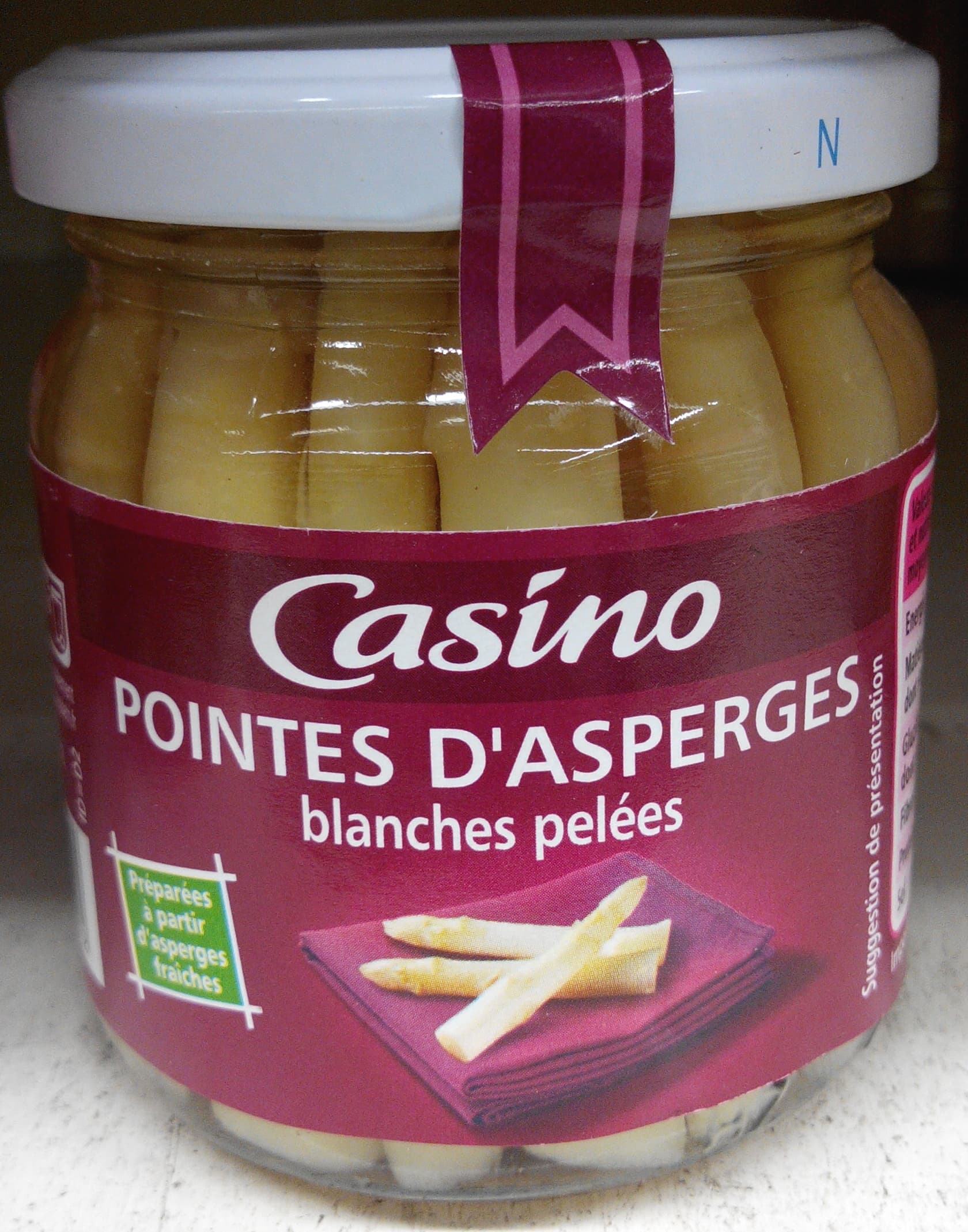 Casino Pointes d'asperges blanches pelées bocal packshot