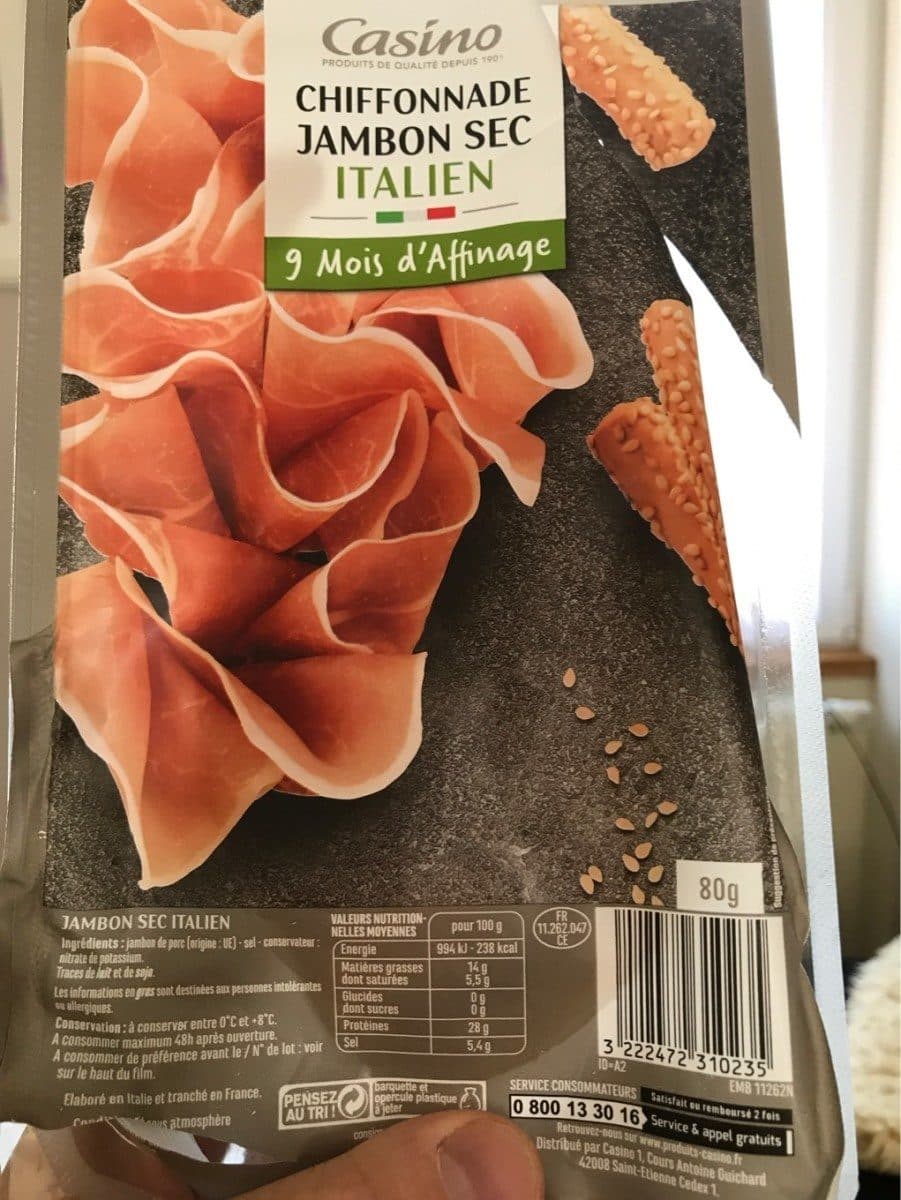 Casino Chiffonnade de Jambon sec italien porc origine : UE packshot