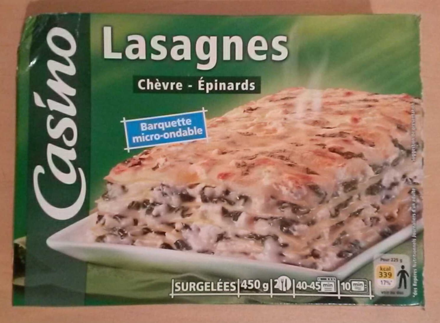 Casino Lasagnes Chèvre-Épinards, Surgelées packshot