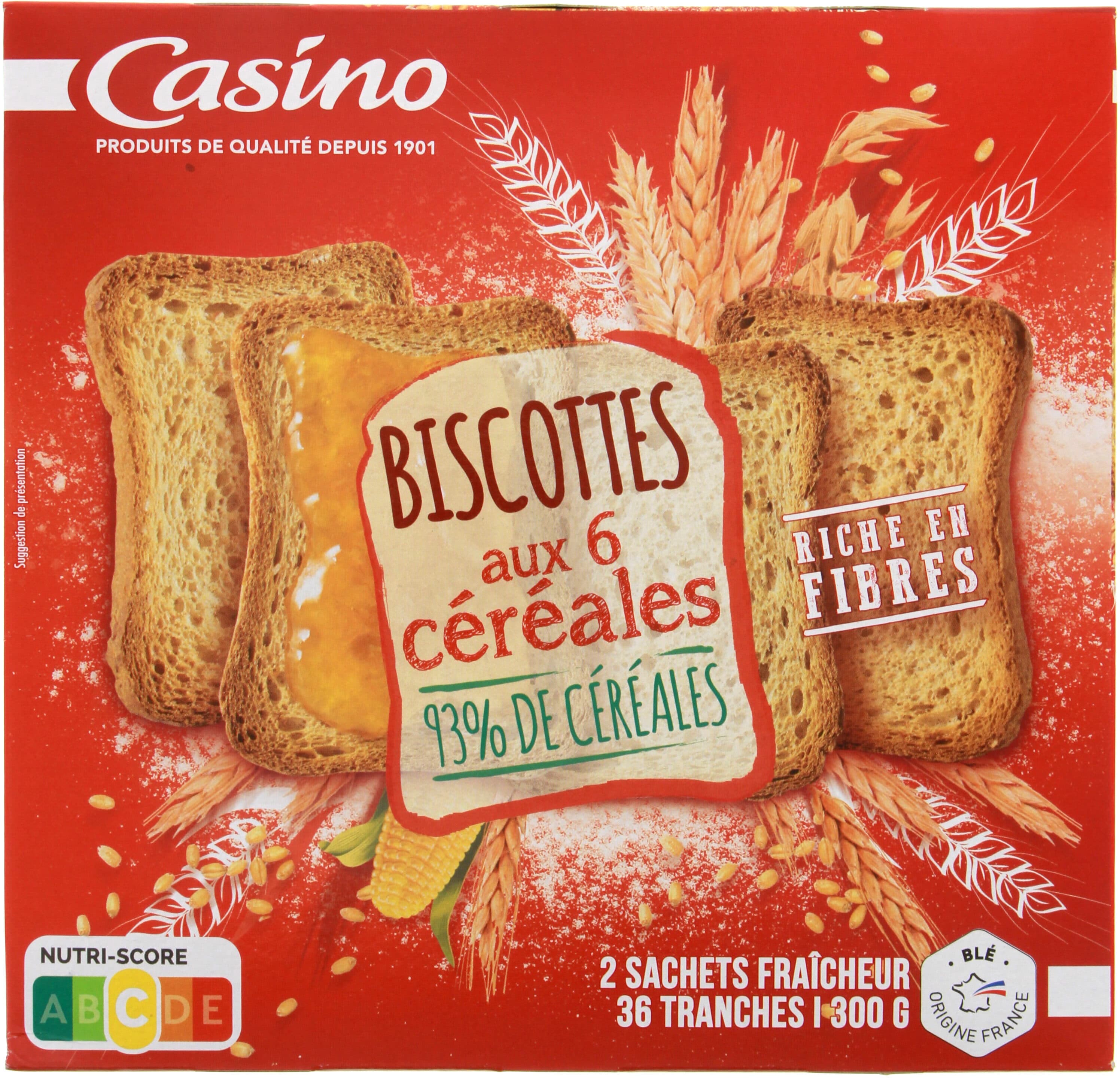 Casino Biscottes 6 céréales 36 tranches packshot