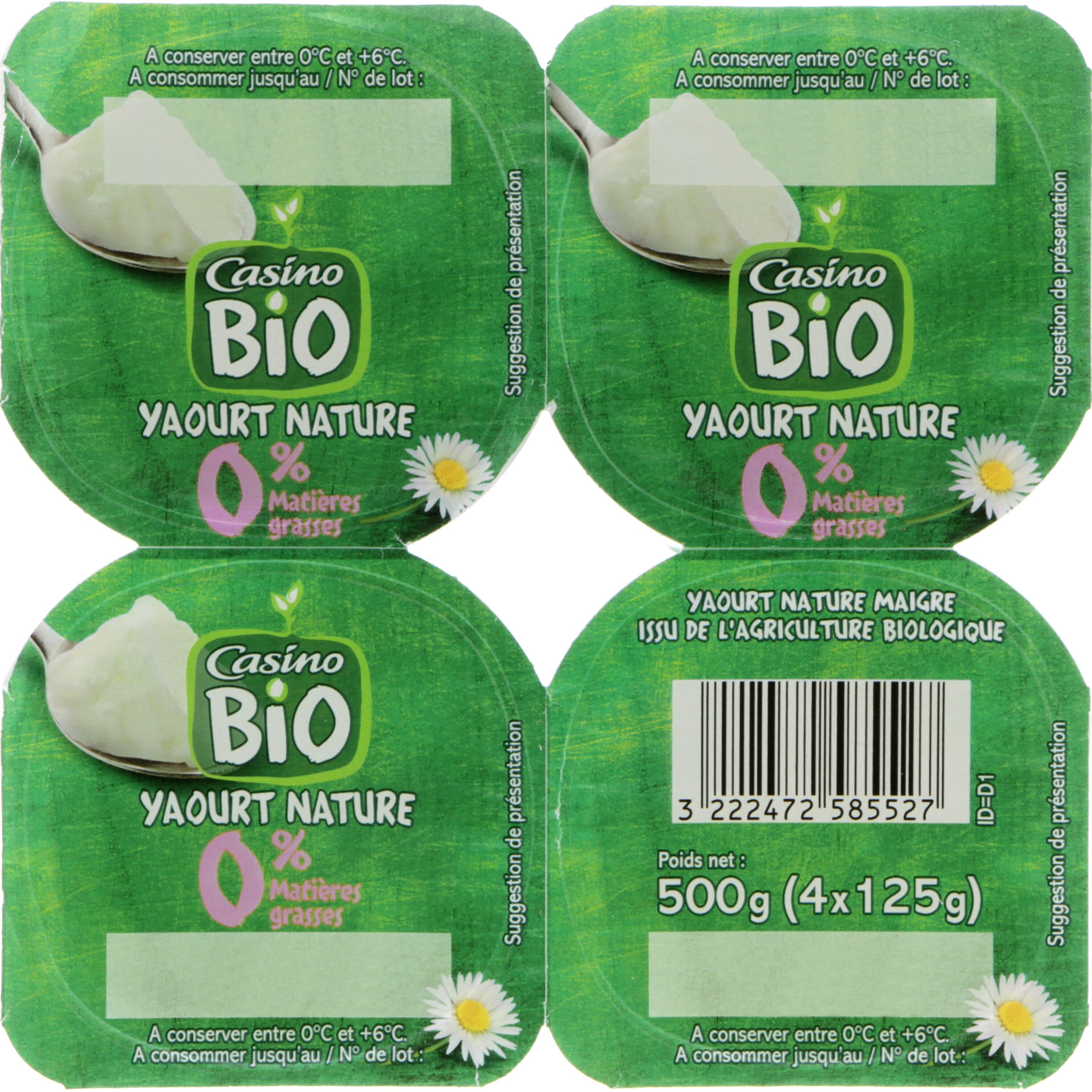 Casino Yaourt nature 0% de matières grasses BIO packshot