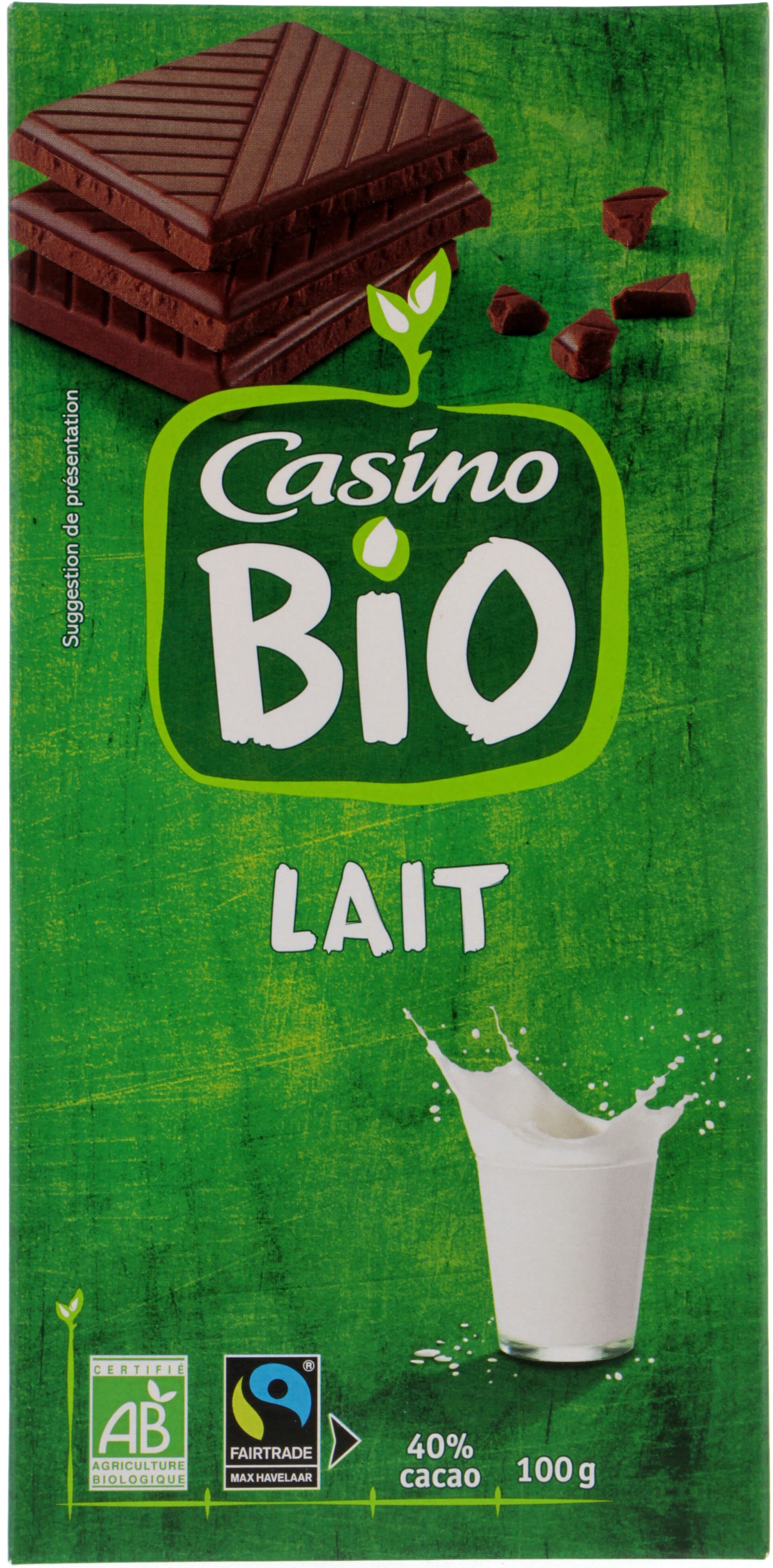 Casino Chocolat lait dégustation bio packshot
