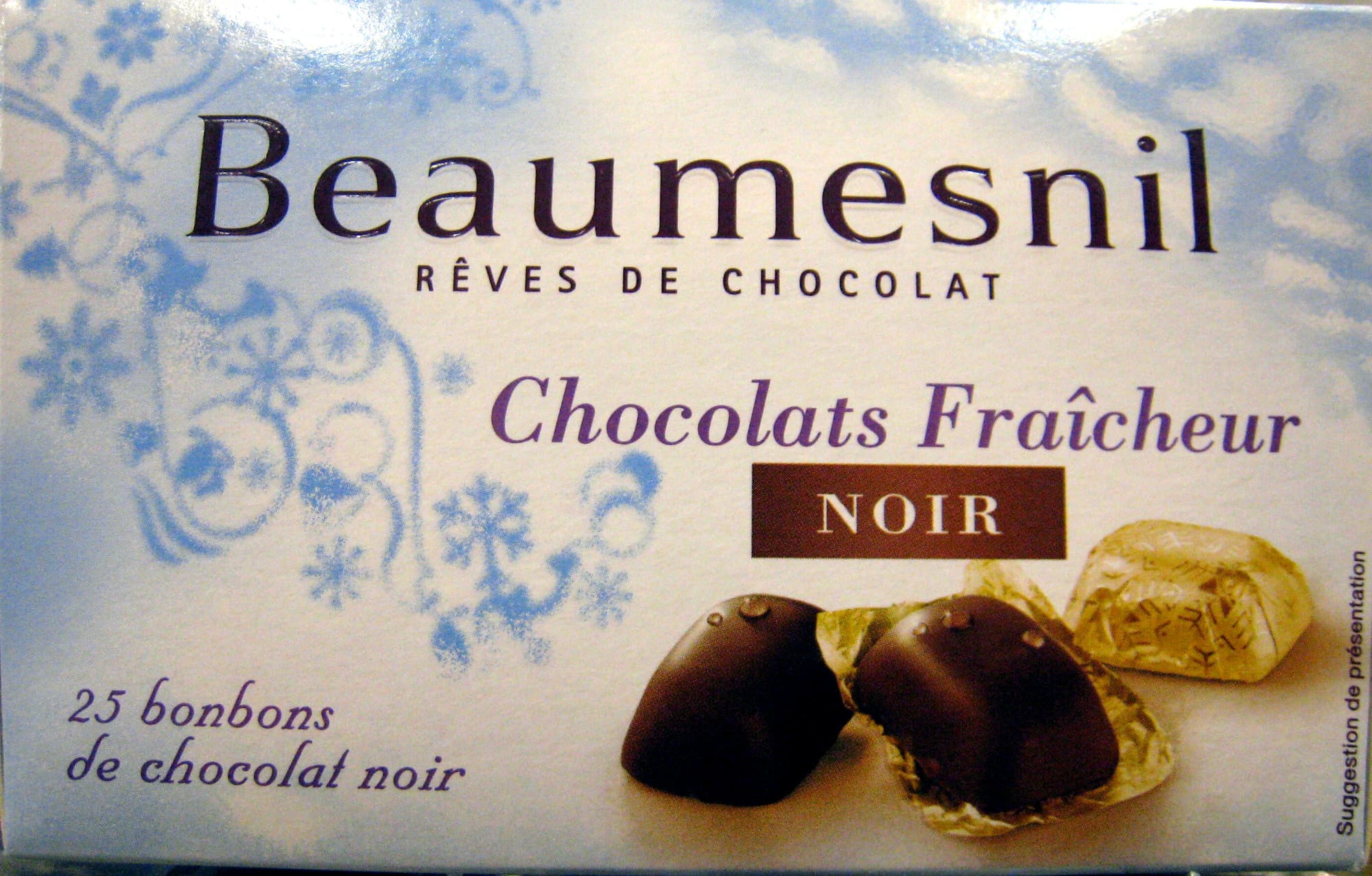 Beaumesnil Rêves de chocolat Chocolats Fraîcheur Noir packshot