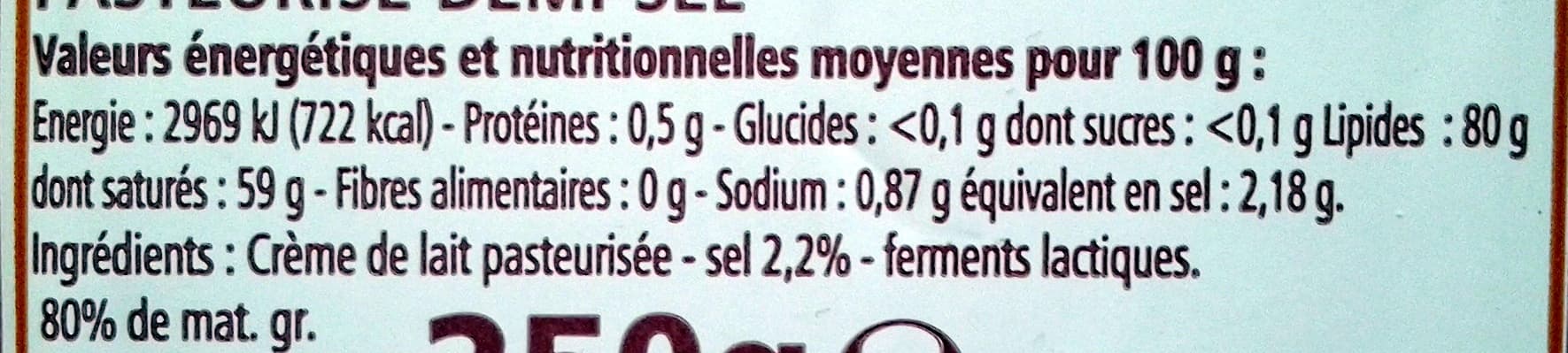 Casino Beurre Moulé ExtraFin Demisel 80% de matières grasses packshot