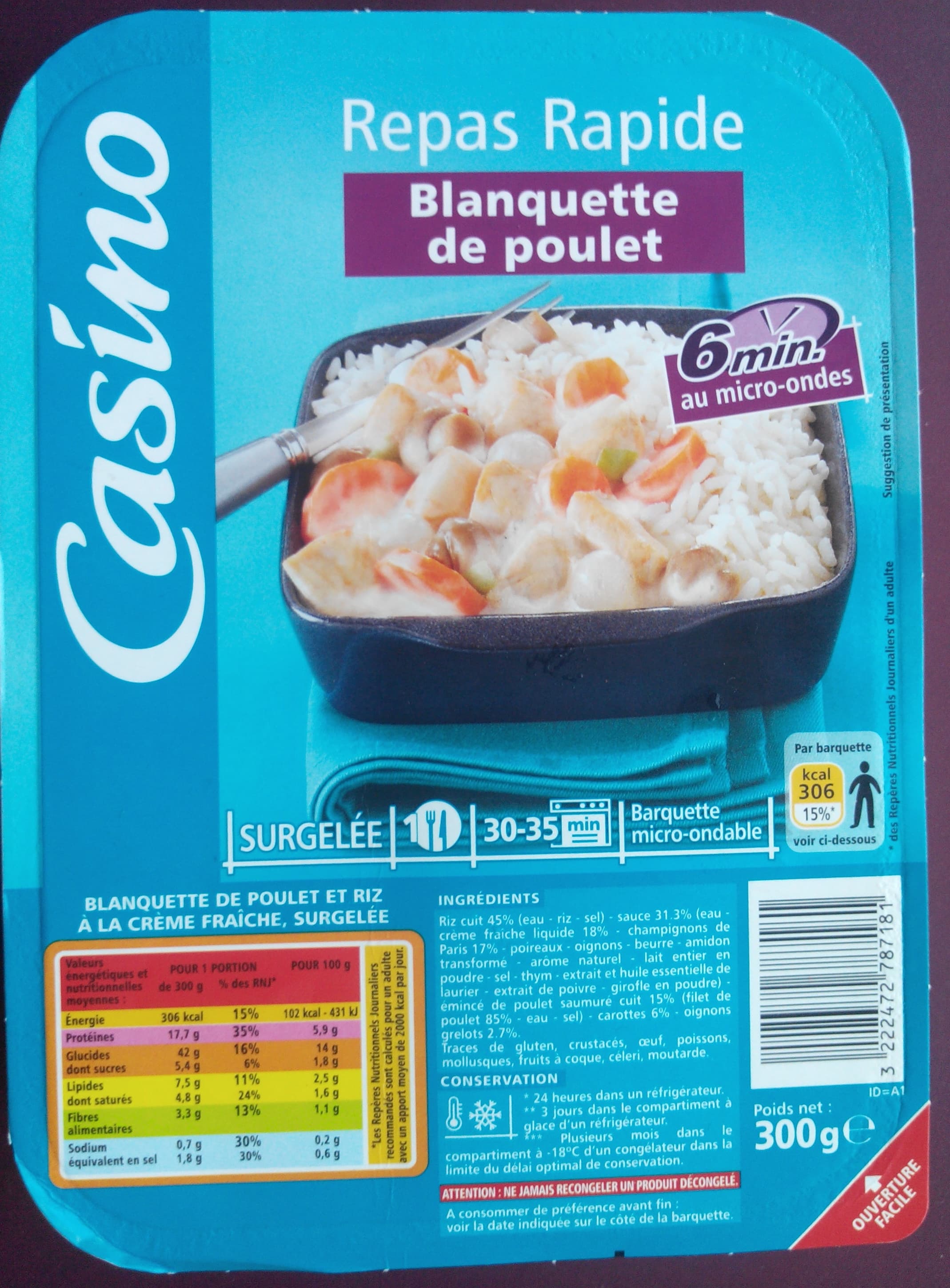 Casino Blanquette de poulet riz à la crème packshot