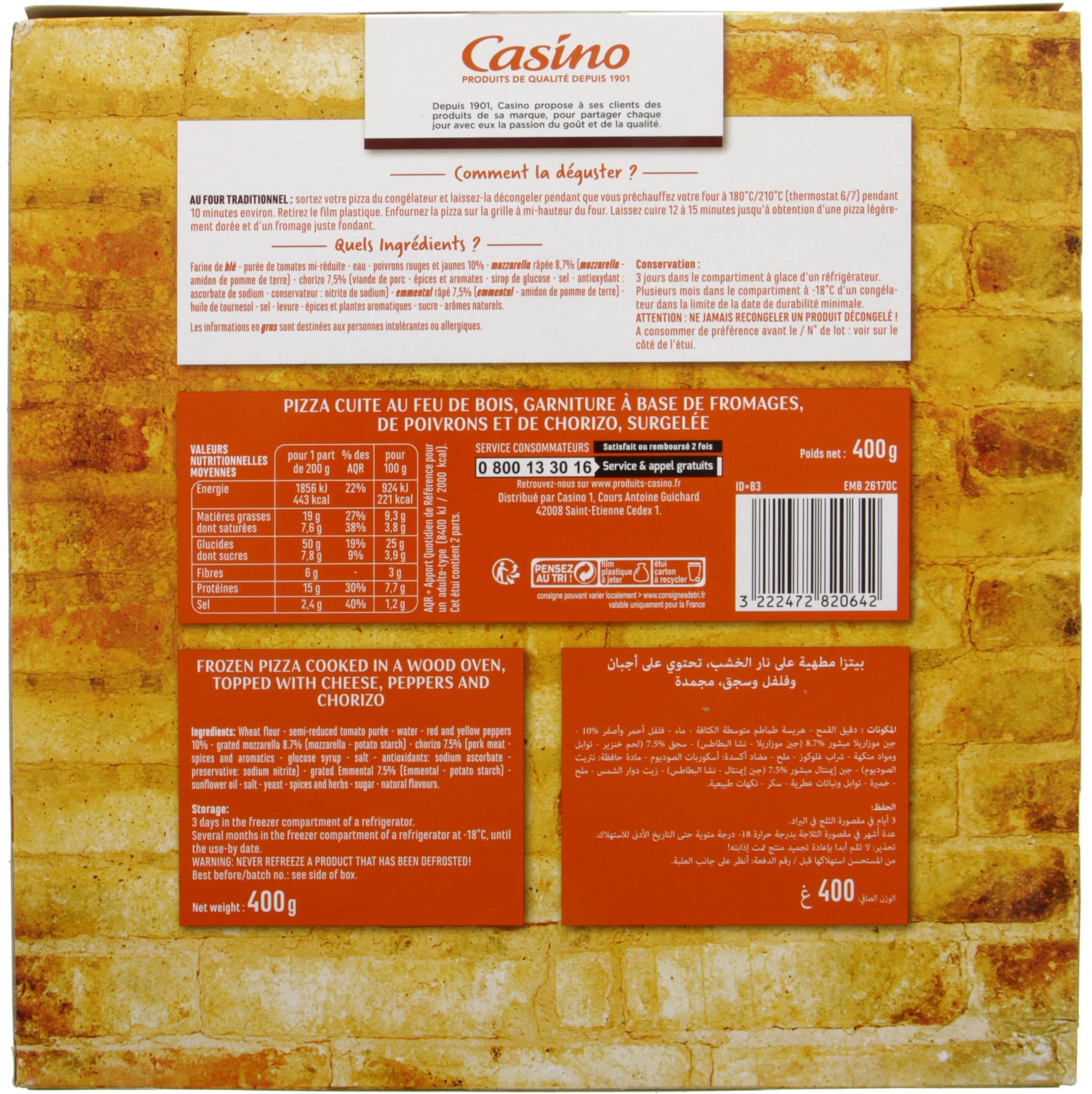 Casino Pizza Chorizo cuite au feu de bois packshot