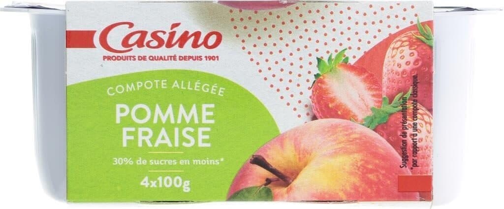 Casino Compote allégée Pomme Fraise 30% de sucres en moins packshot