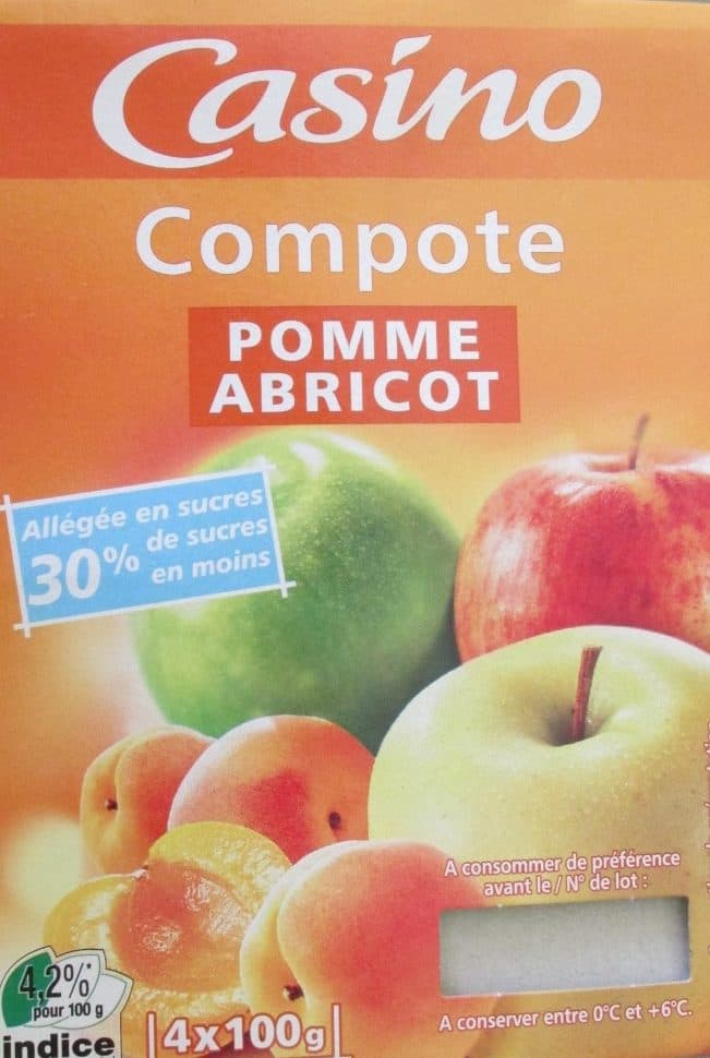 Casino Compote Pomme Abricot allégée en sucres packshot