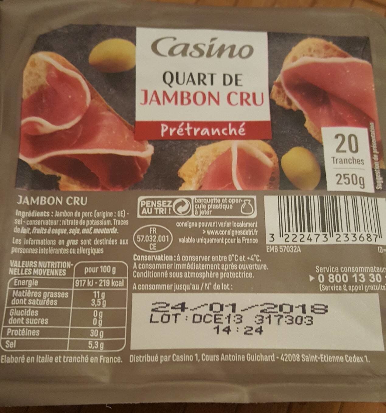 Casino Quart de Jambon cru prétranché packshot
