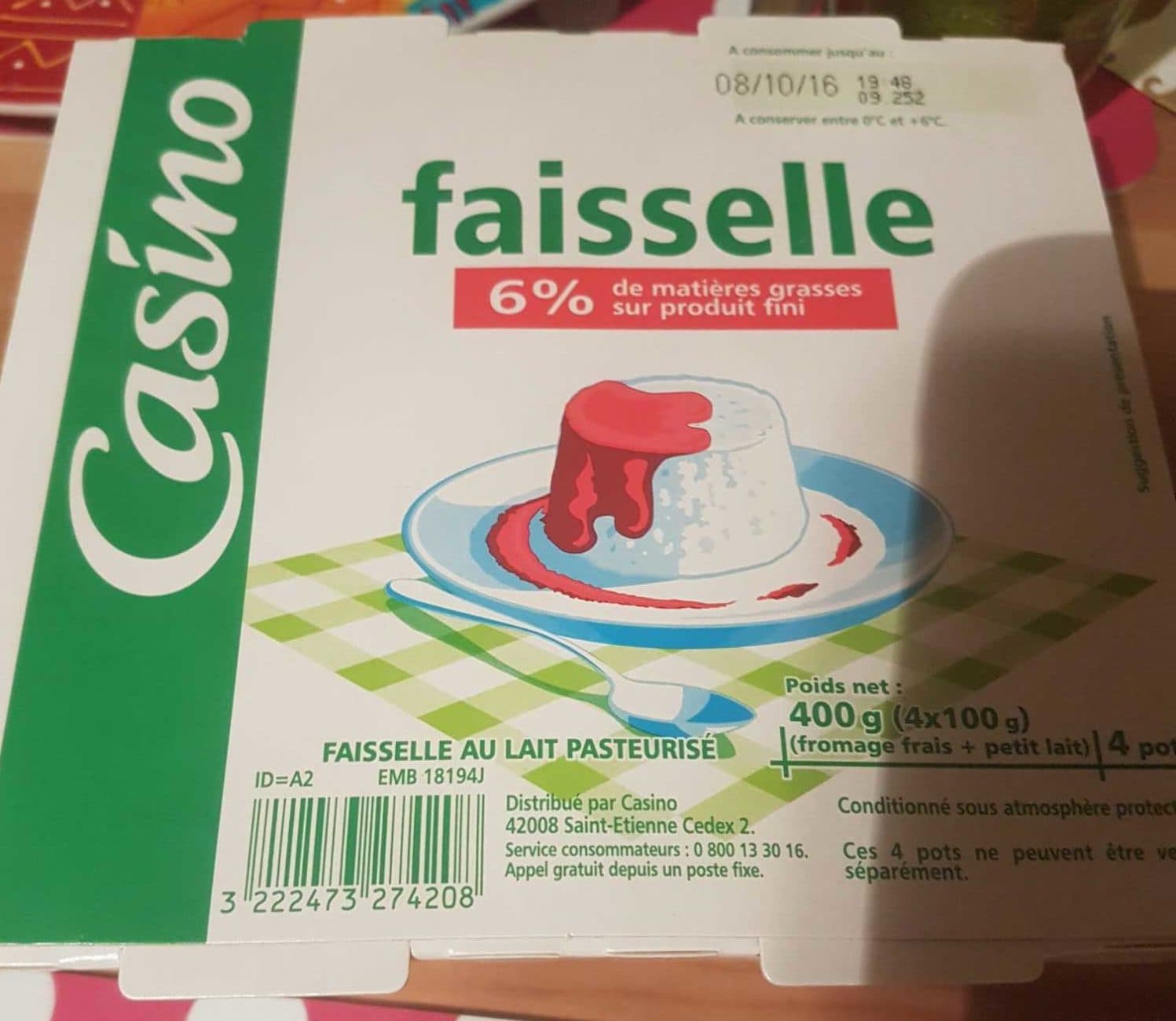 Casino Faisselle 6% de matières grasses sur produit fini packshot