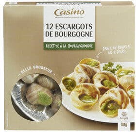 Casino 12 Escargots de Bourgogne Recette à la Bourguignonne Farce au beurre, ail et persil Belle grosseur packshot