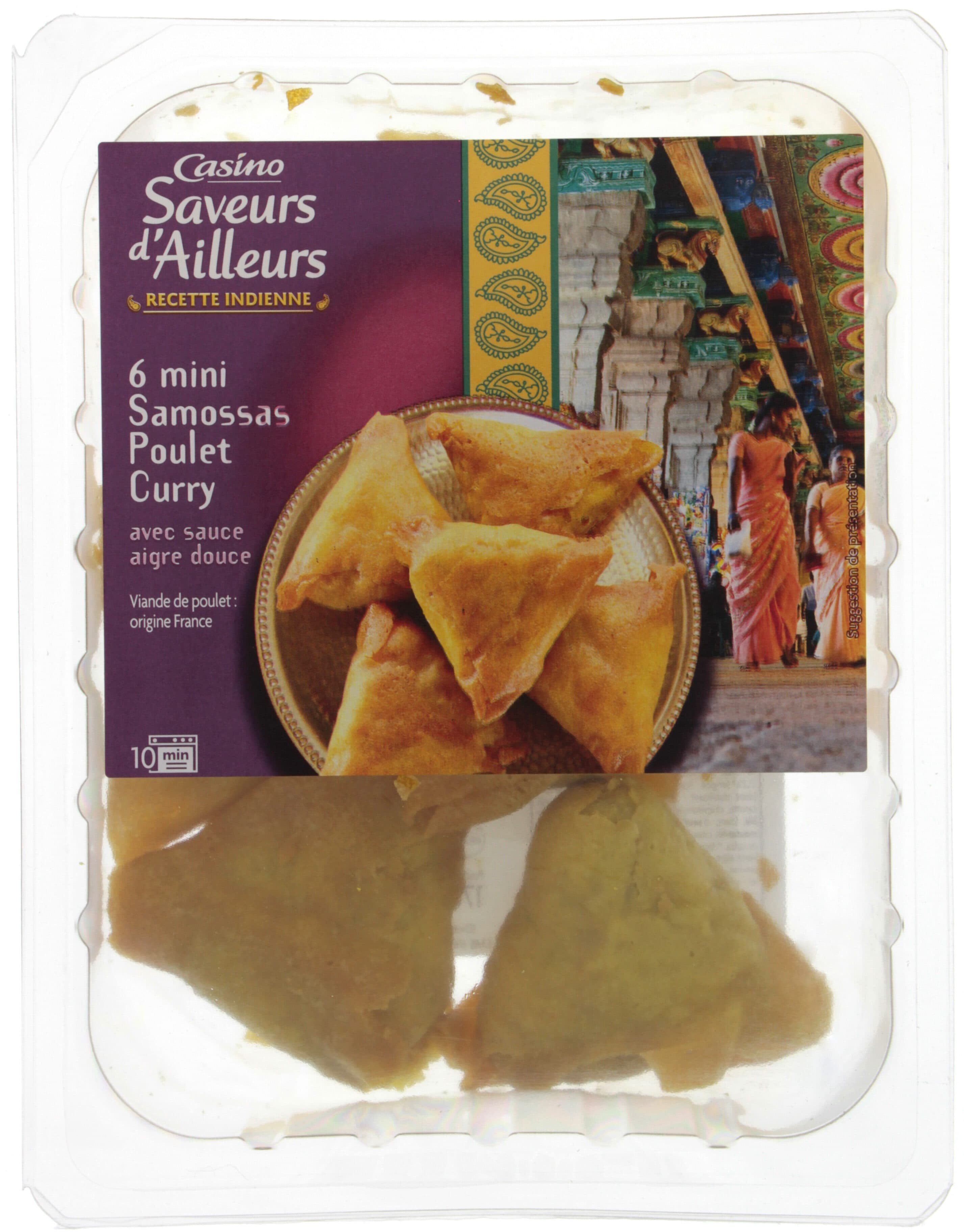 Casino 6 mini samossas poulet curry avec sauce aigre douce packshot