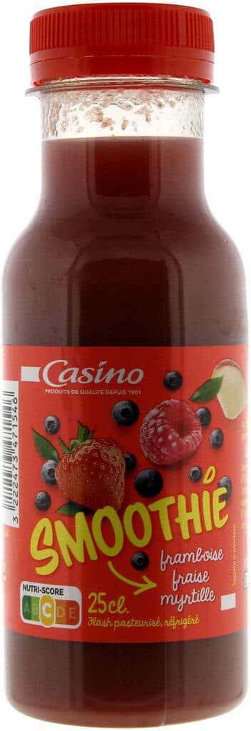 Casino Juste Plaisir Smoothie Framboise Fraise Myrtille Flash pasteurisé packshot