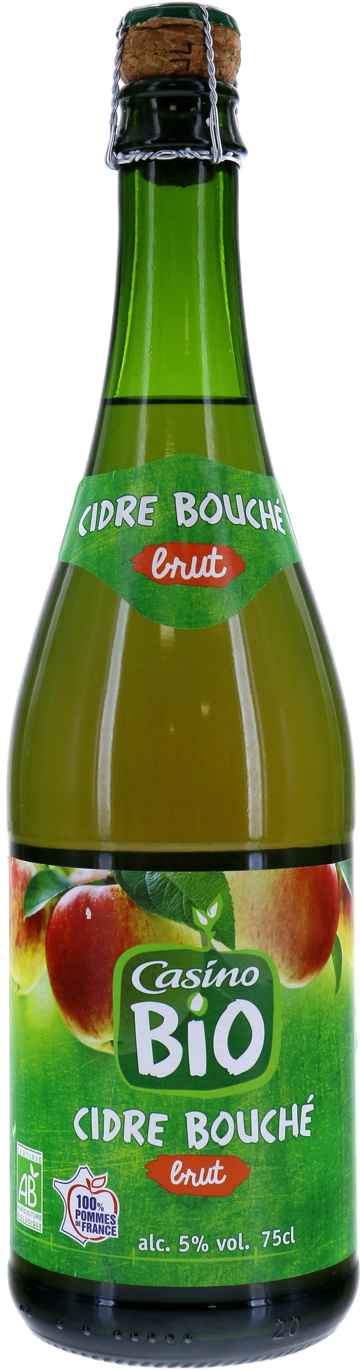 Casino Bio Cidre bouché brut biologique 5% vol 75cl bio packshot