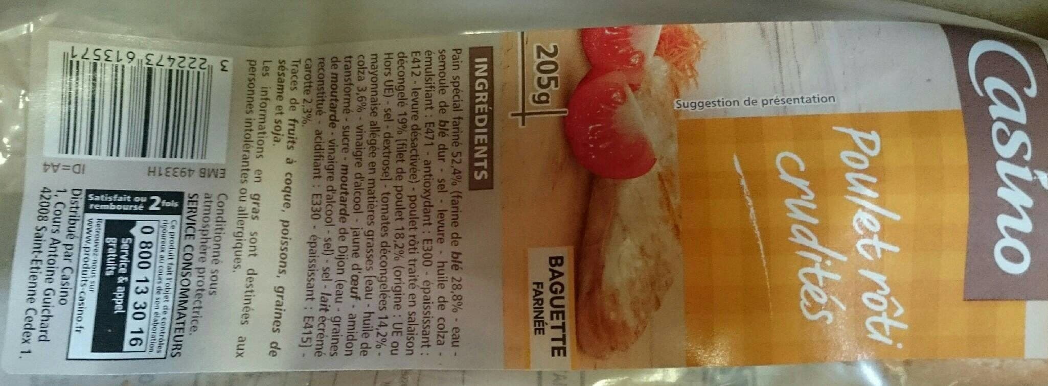 Casino Sandwich Baguette Poulet rôti Crudités packshot