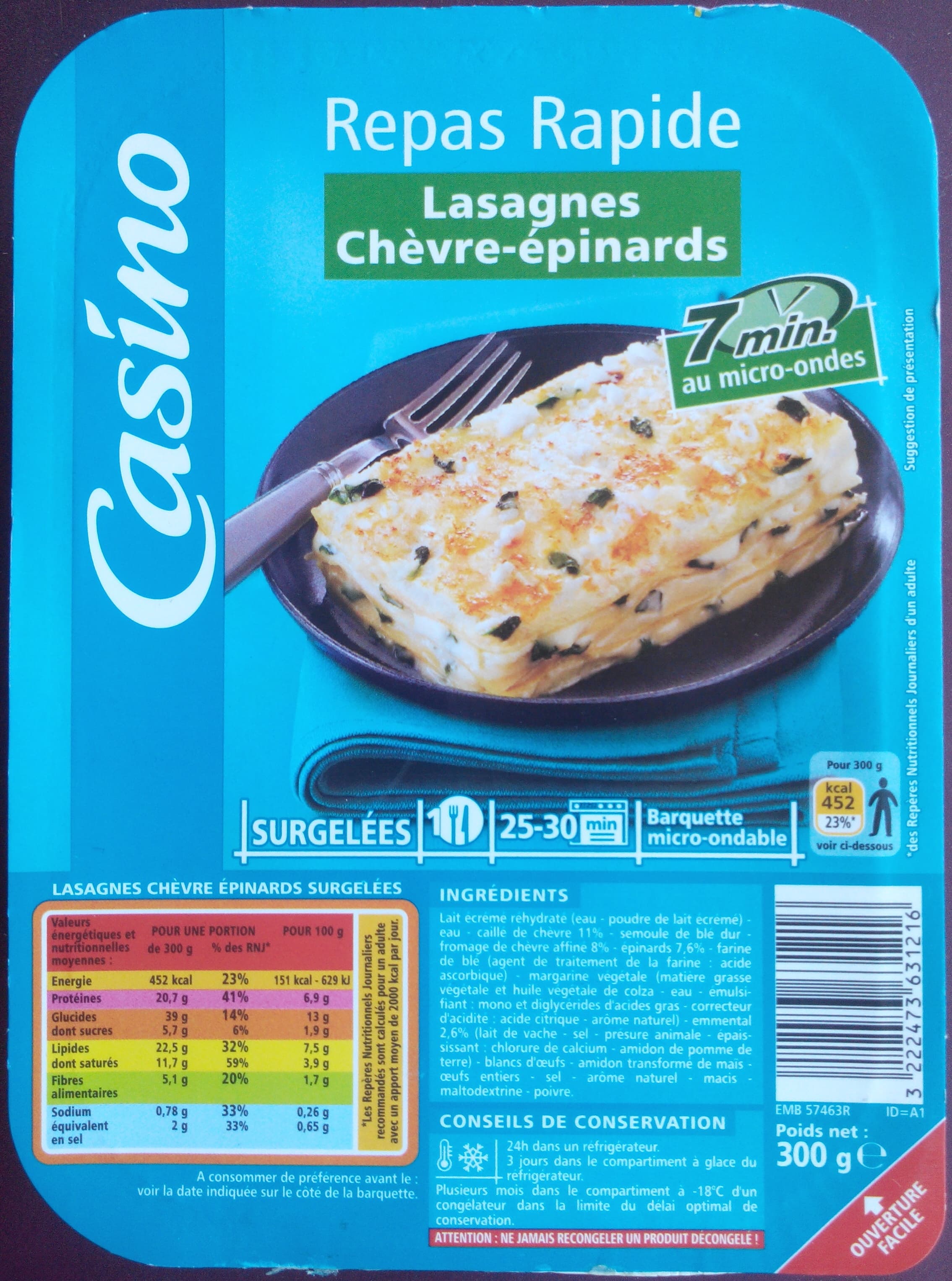 Casino Lasagnes chèvre épinards packshot