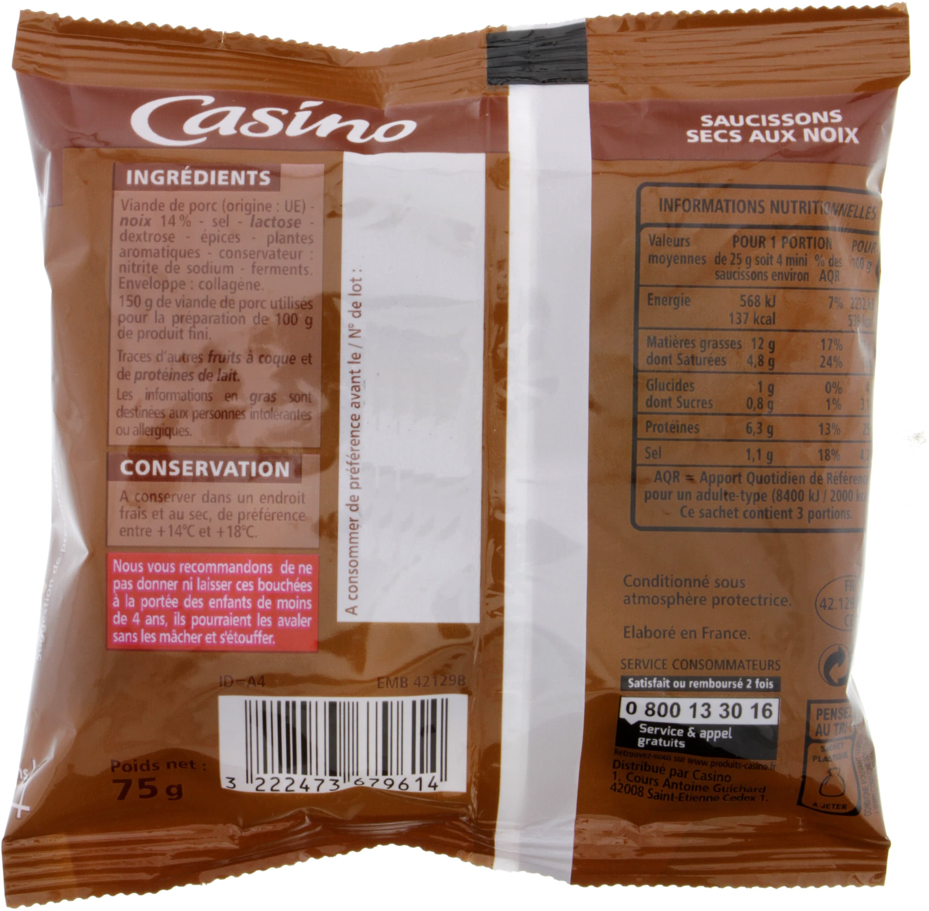 Casino Mini saucissons secs aux noix packshot