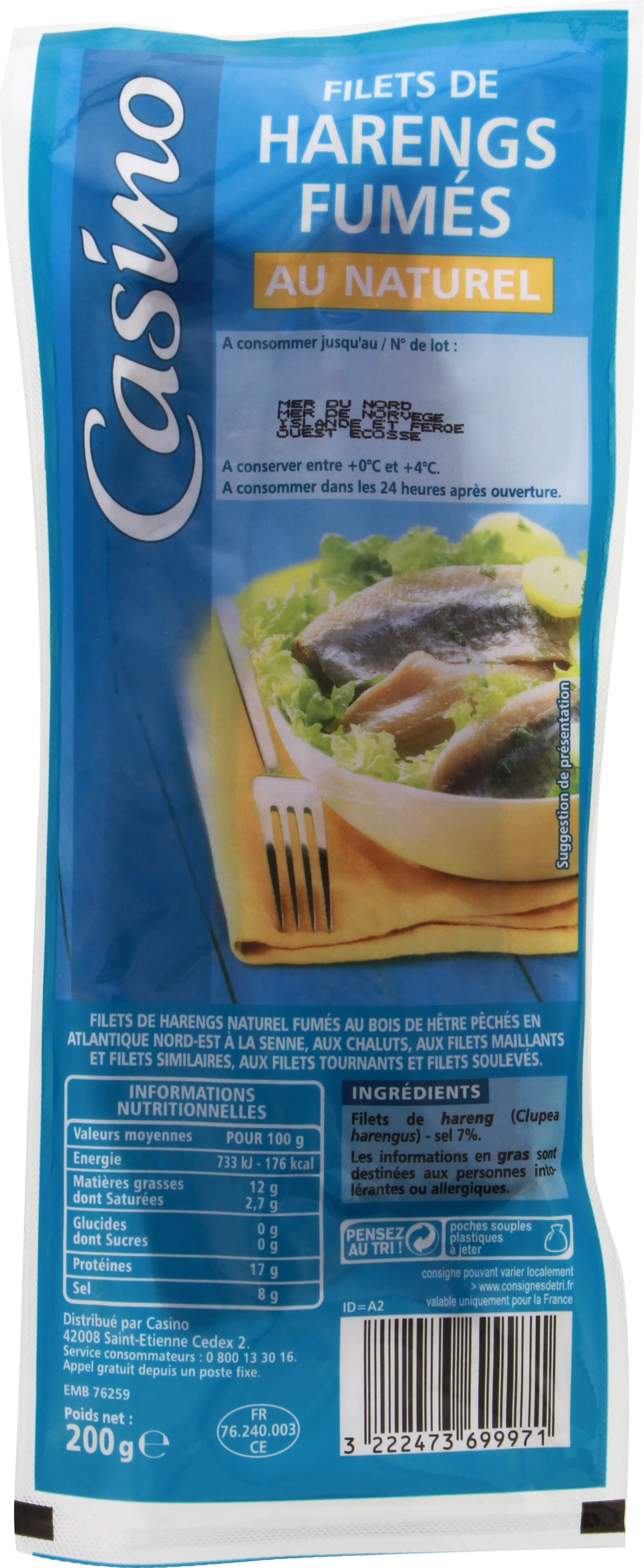 Casino Filets de Harengs Fumés au naturel fumés au bois de hêtre packshot
